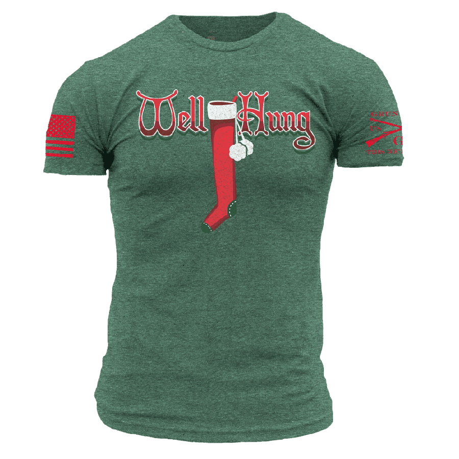 Premium Well Hung T-Shirt in Heather Forest Green - Soft Cotton Tee for Men & Women - Perfect for Casual Wear, Outdoors, and Everyday Comfort