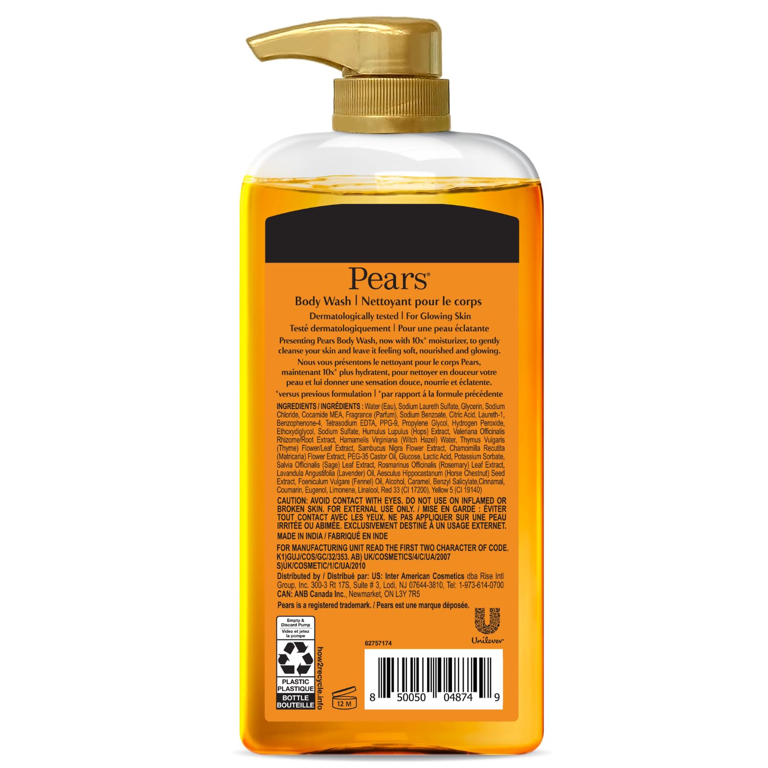 PEARS Body Wash for Glowing Skin - 100% Soap-Free Glycerin Cleanser with Natural Oils | Pure & Gentle Formula | 16.9 Fl Oz (Pack of 2) | Perfect for Daily Shower & Spa Relaxation at Home
