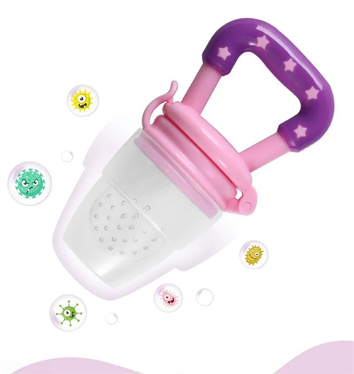 GLUN® Soft Silicone Baby Feeder with Anti-Choking Design - Safe Fruit & Food Pacifier Teether for Infants 3-12 Months - Perfect for Introducing Solids & Soothing Teething Pain at Home or On-the-Go