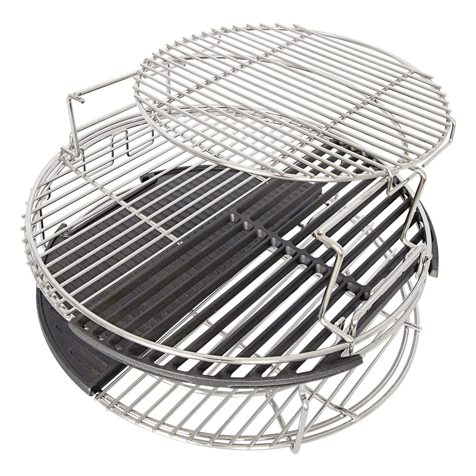 KAMaster 3-Tier Stainless Steel Grill Rack Set - 5-Piece BBQ Accessories for Big Green Egg & Kamado Grills with 18