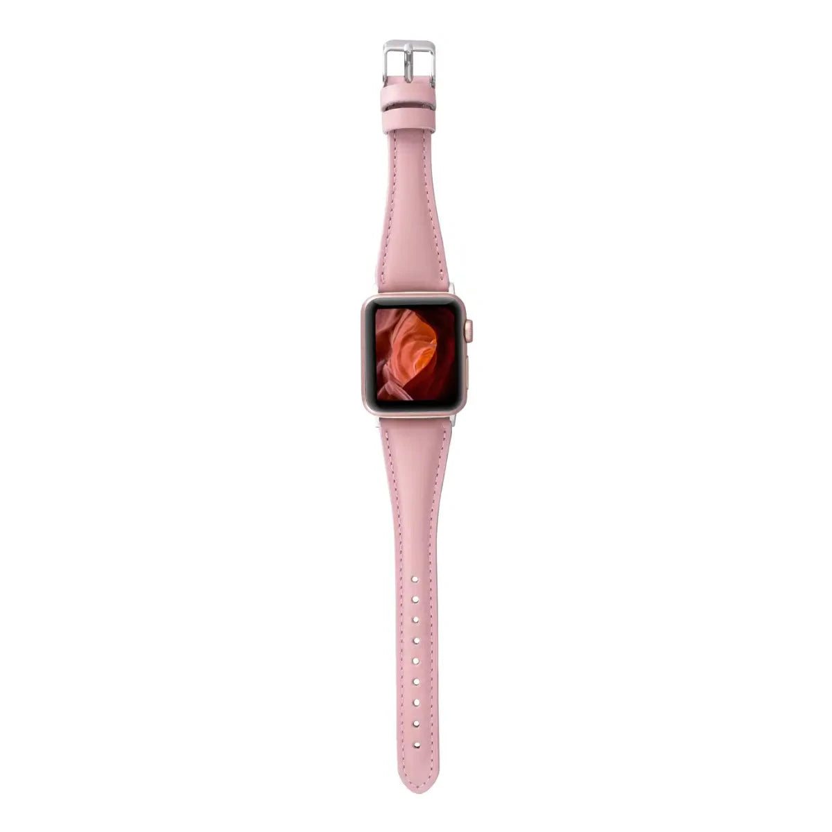Pink Leather Slim Apple Watch Band for Women - Stylish & Comfortable Strap for Apple Watch Series 9/8/7/SE - Perfect for Workouts, Office & Everyday Wear