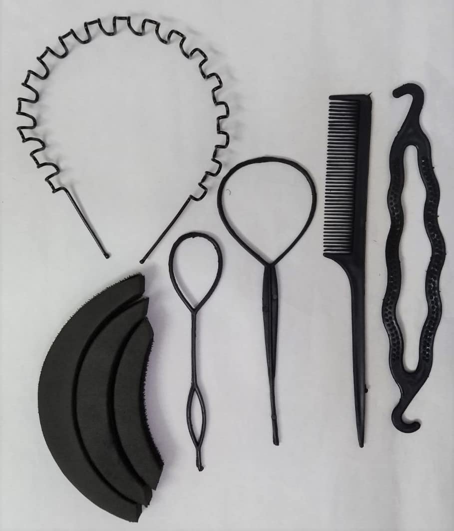 Ruchi Hair Accessories Set - 5-Piece Black ZigZag Wavy Headbands for Women & Girls | Perfect for Daily Use, Workouts, School, and Fashion Styling
