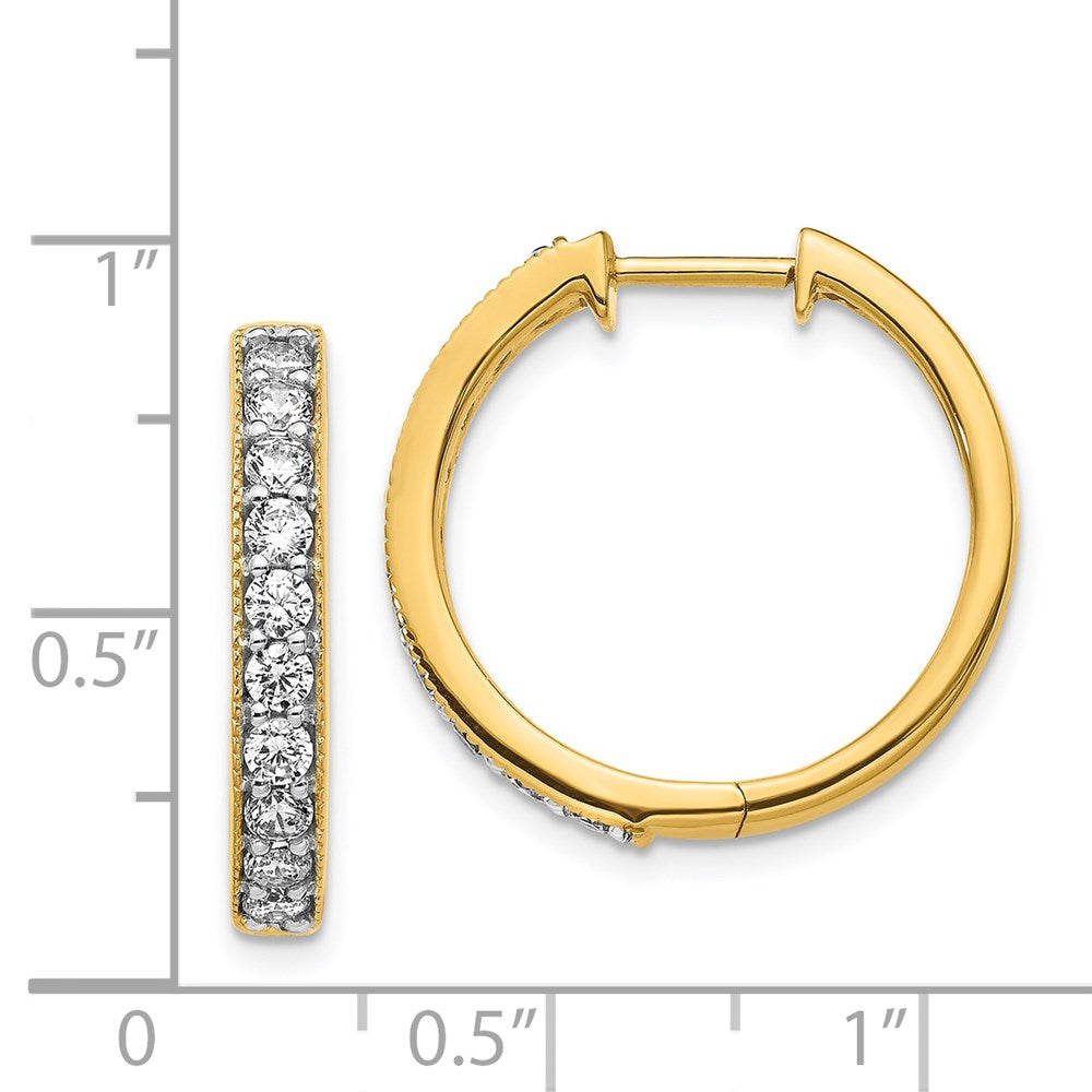 14K Gold Diamond Milgrain Hinged Hoop Earrings for Women - Classic Elegant Dangle Earrings (Model EM4275) | Perfect for Weddings, Parties & Special Occasions