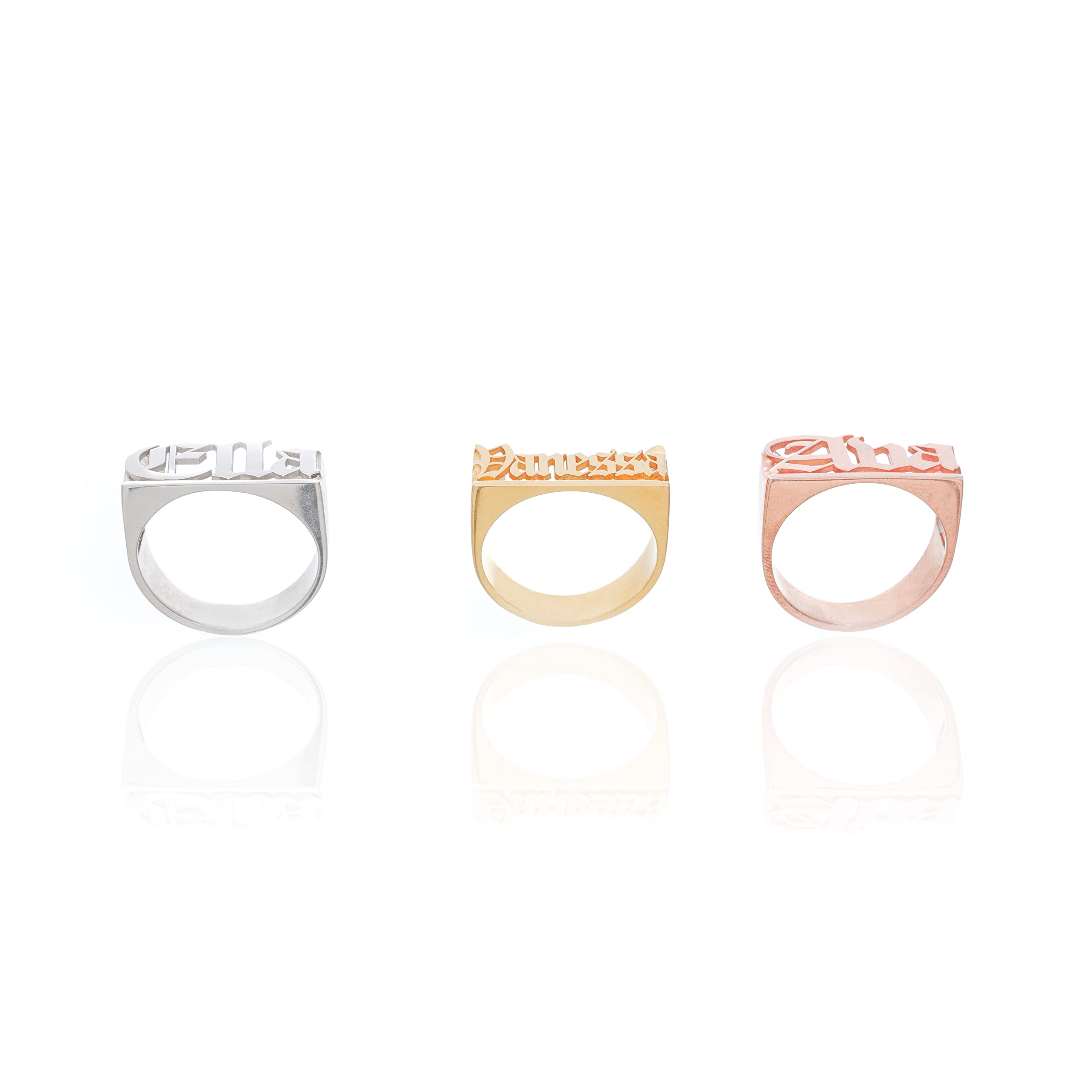 Gothic Name Ring - Sterling Silver Custom Name Ring for Loved Ones & Pets - Personalized Unisex Birthday Gift for Women & Men - Perfect for Anniversaries, Valentine's Day & Special Occasions