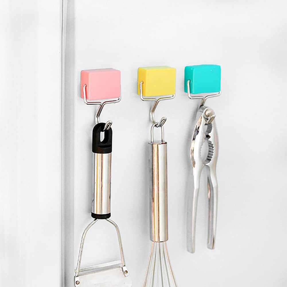 DDJYP Creative Super Strong Magnetic Hooks - 4 Pack Colorful Heavy Duty Magnetic Hooks for Kitchen, Garage, Office & Home Organization
