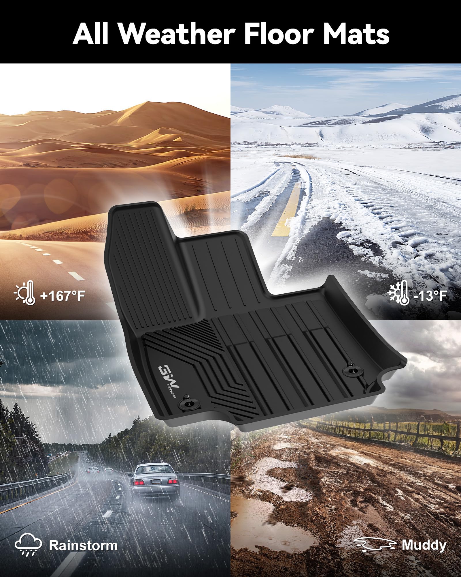 Premium 3W TPE All-Weather Floor Mats for Toyota RAV4 2019-2025 (Excluding Hybrid/Prime Models) - Custom Fit Front & Rear Seat Liners + Trunk Mat - Durable Black Car Mats for All-Season Protection - Perfect for Daily Commutes, Road Trips & Outdoor Adventures