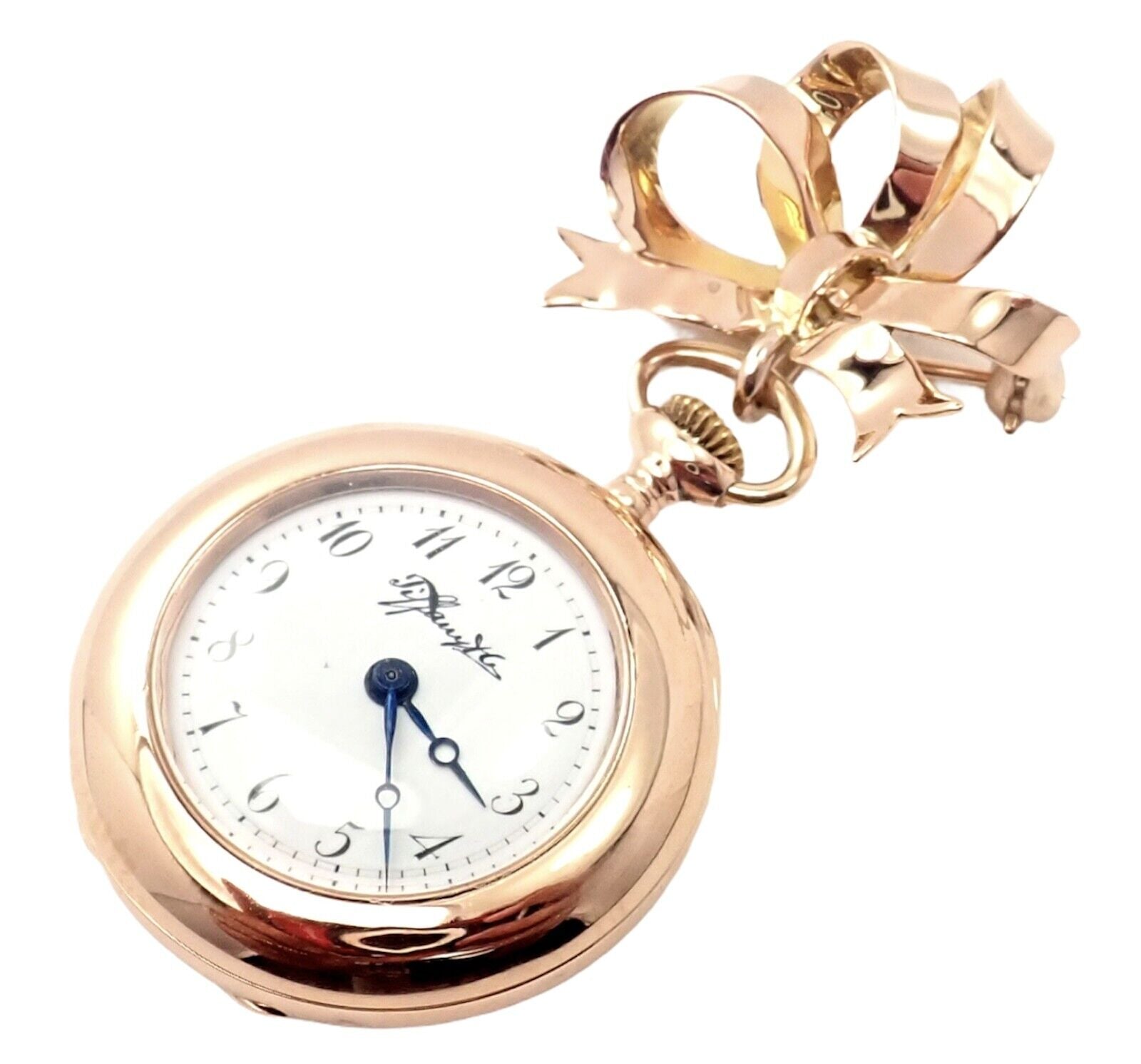 Vintage Tiffany & Co. 18K Yellow & Rose Gold Bow Lapel Watch - Luxury Collectible Jewelry for Women, Perfect for Formal Events & Special Occasions
