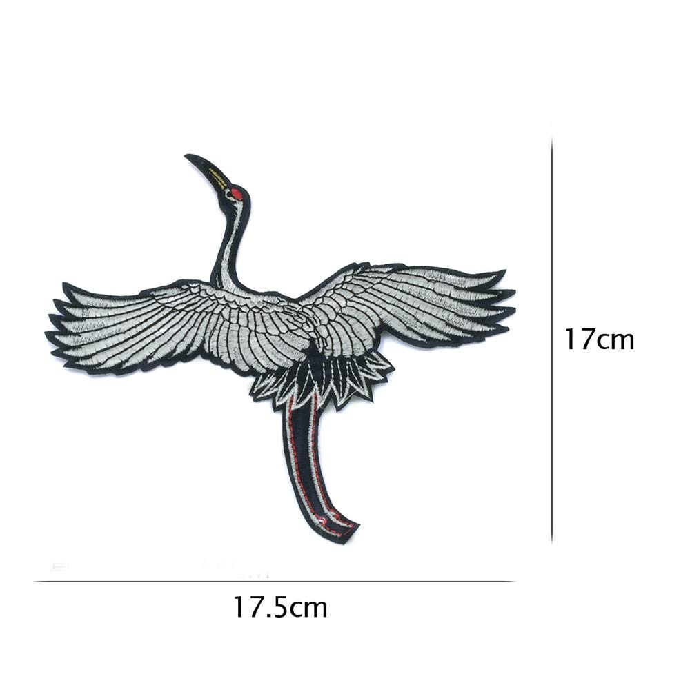 3 Pairs Embroidered Japanese Crane Iron-On Patches for Clothes - DIY Sewing Appliques for Jackets, Jeans & Bags - Perfect for Costumes, Denim Repair & Fashion Upcycling