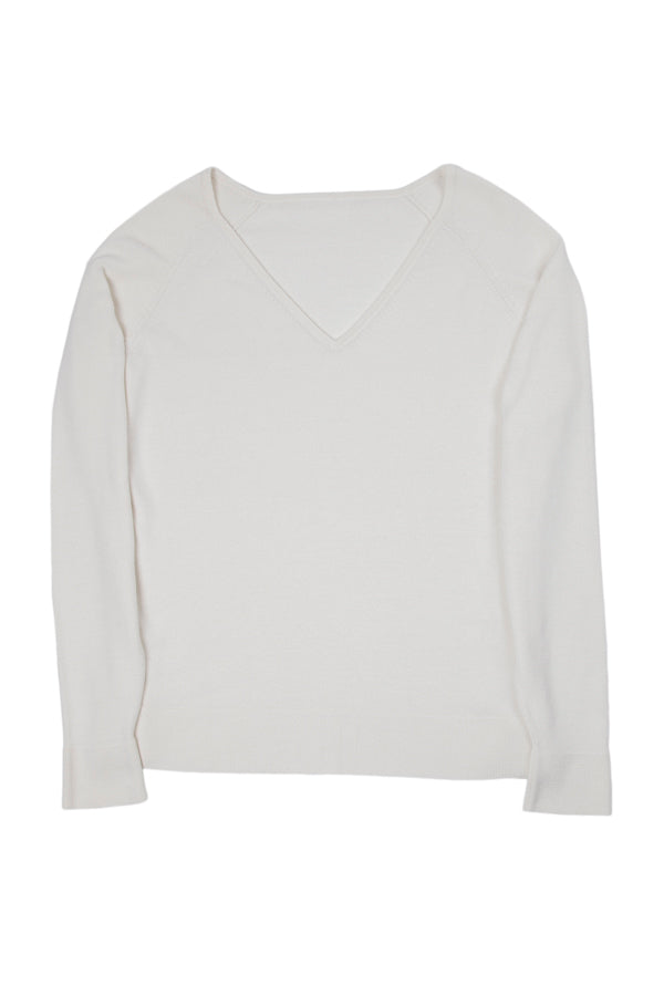 Luxury Silk & Cashmere V-Neck Pullover Sweater for Women - Soft & Warm Ivory Knit Top - Perfect for Office, Date Night & Winter Layering