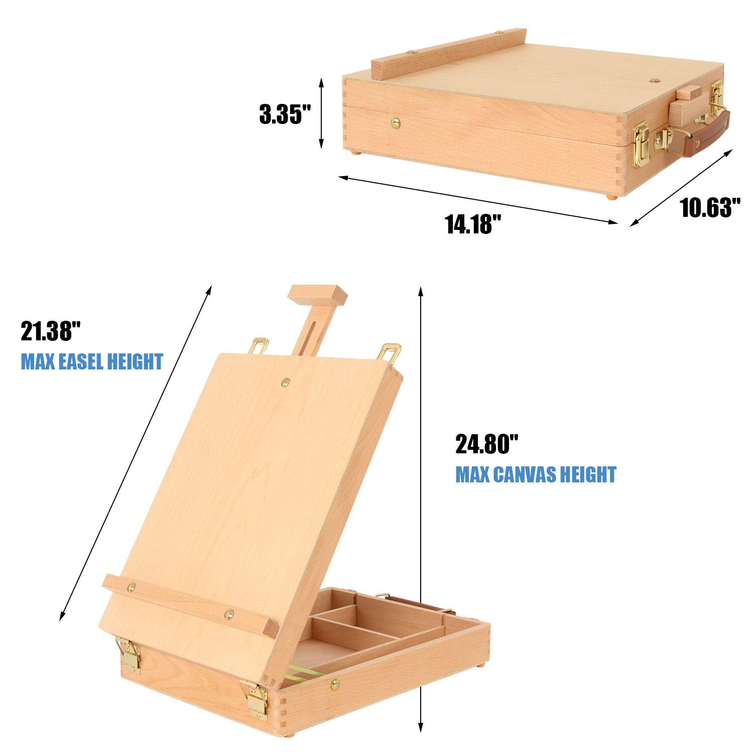 Professional Wooden Tabletop Easel & Art Supply Storage Box - Adjustable Sketching Easel for Drawing, Painting & Students | Perfect for Studio, Classroom & Outdoor Art Projects