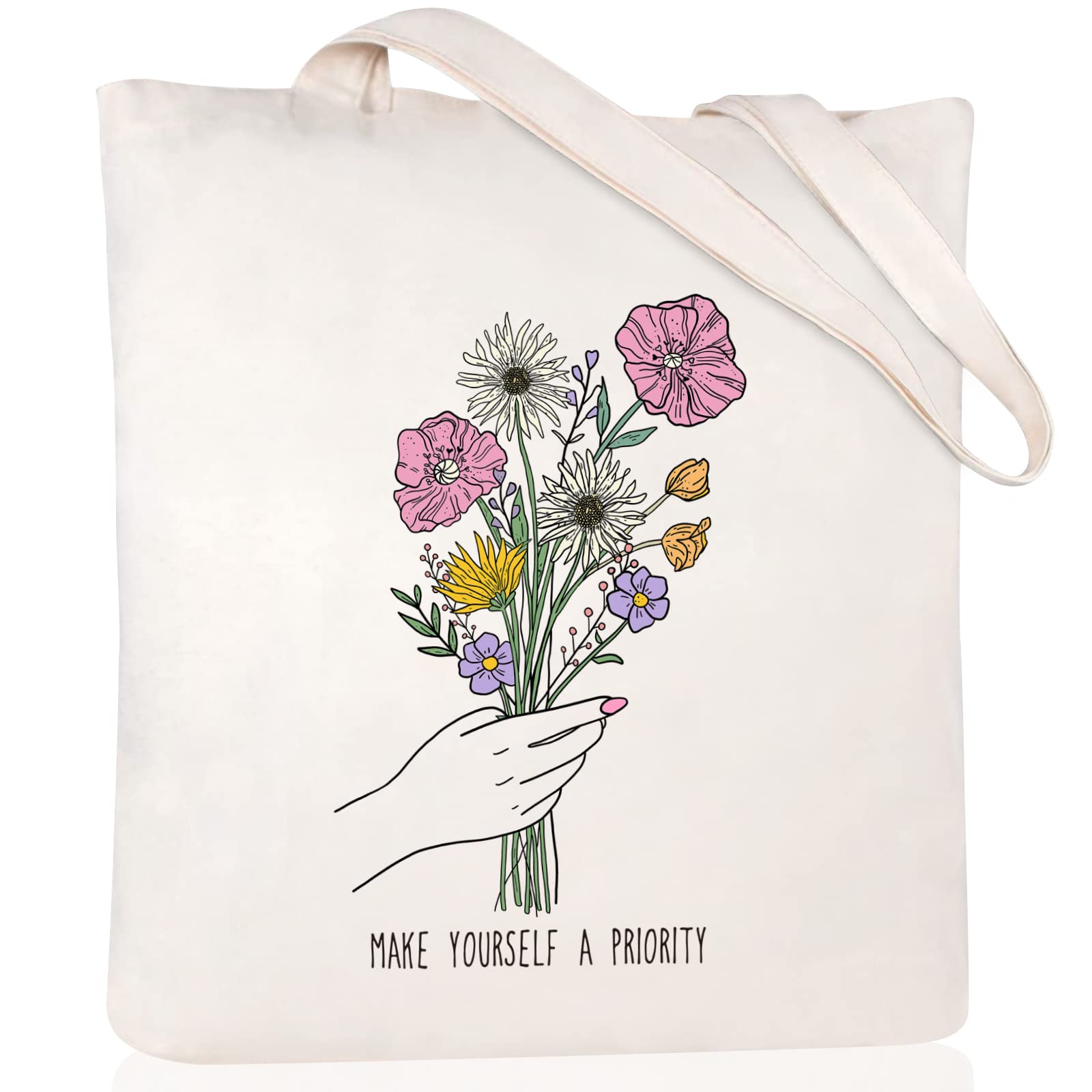 Andeiltech Reusable Canvas Tote Bag for Women - Cute Cat Print Shopping Grocery Bag with Inner Zipper Pocket | Eco-Friendly Gift for Women | Perfect for Shopping, Beach, Work & Daily Use