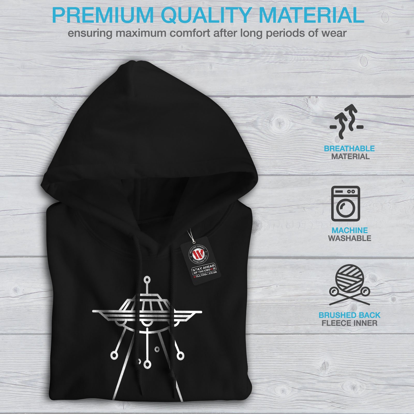 Wellcoda Hope Beings Believe Men's Hoodie - Space Print Pullover Sweatshirt for Casual Wear & Street Style Fashion