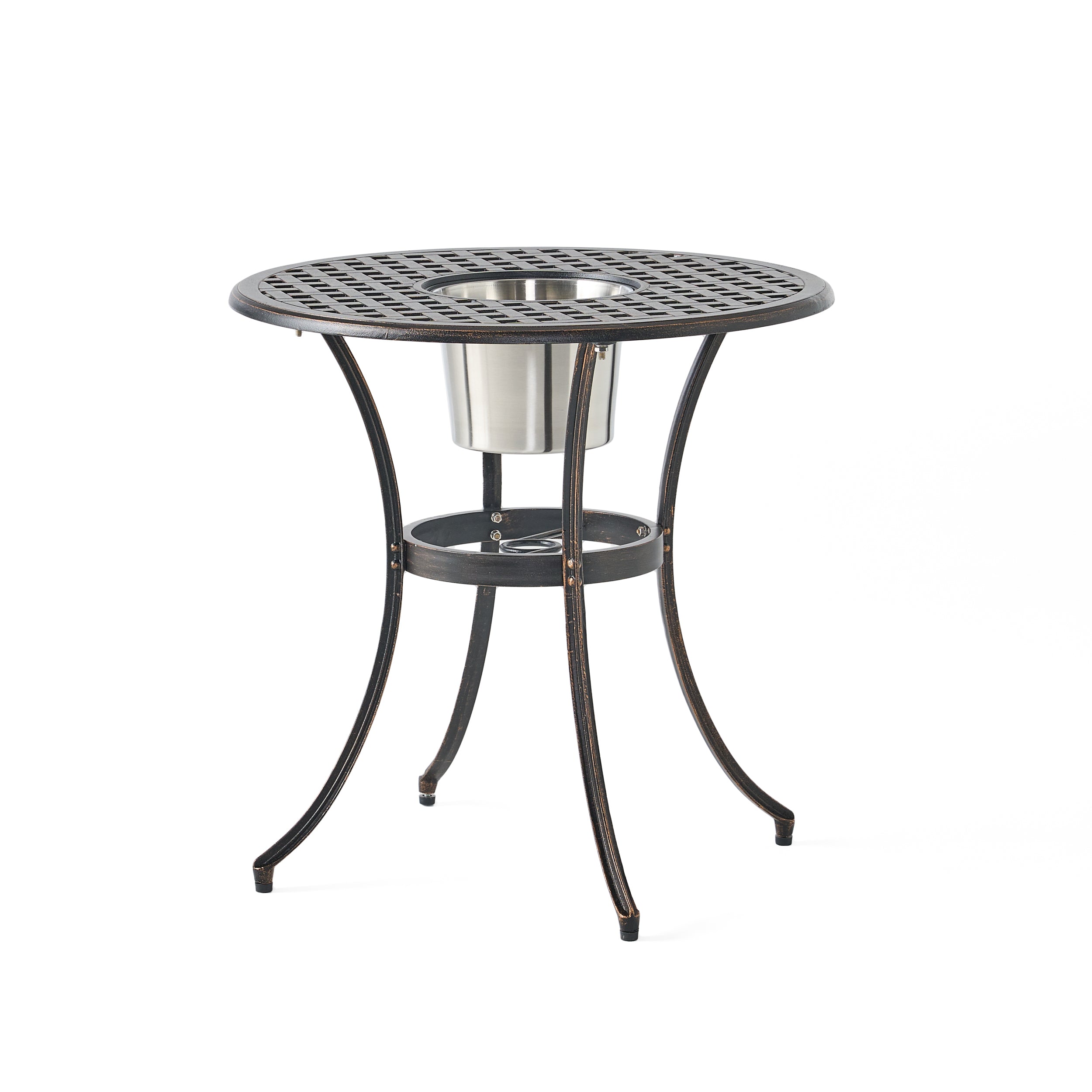 Camden 3-Piece Cast Aluminum Bistro Set with Ice Bucket - Outdoor Patio Dining & Entertaining