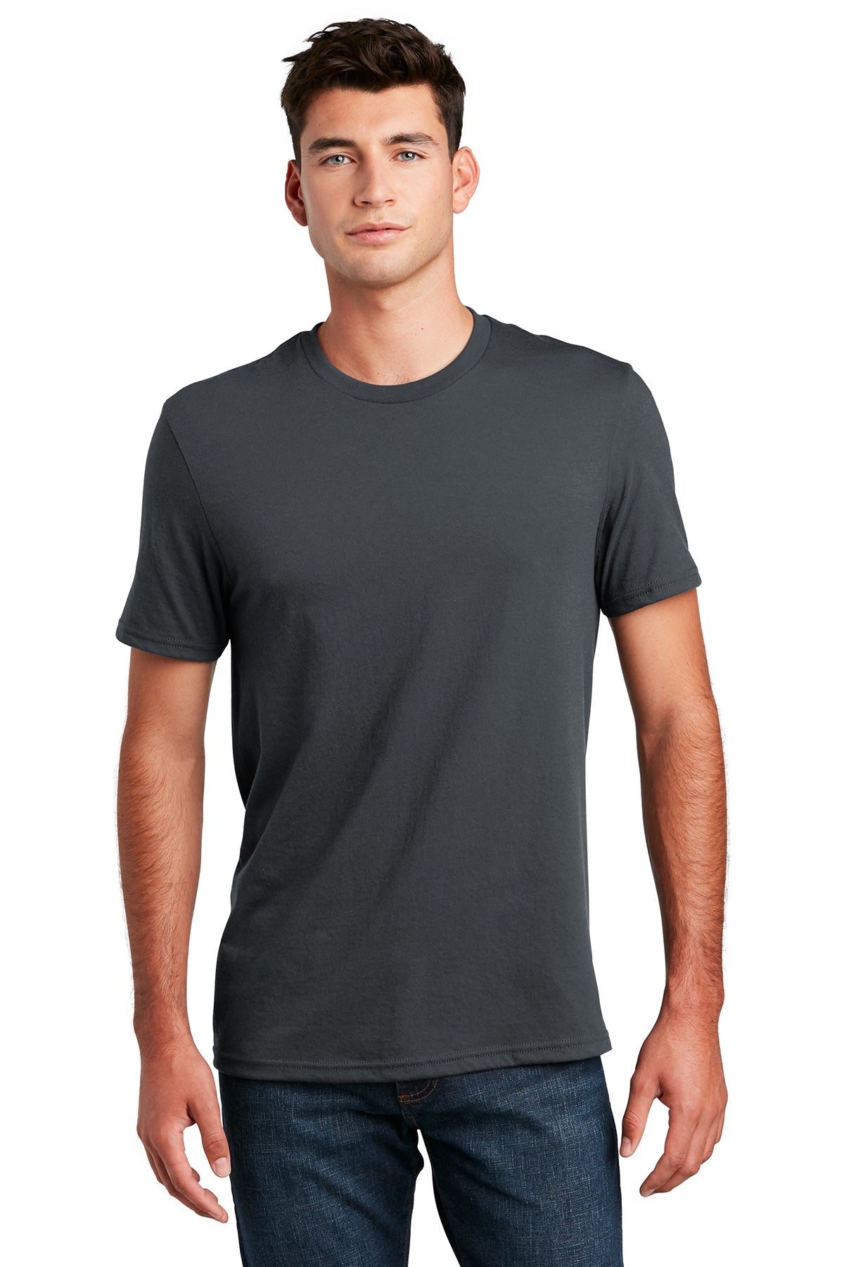 District Made Men's Perfect Blend Tee - Soft Cotton Comfort Fit T-Shirt in Charcoal for Casual Wear & Everyday Outfits