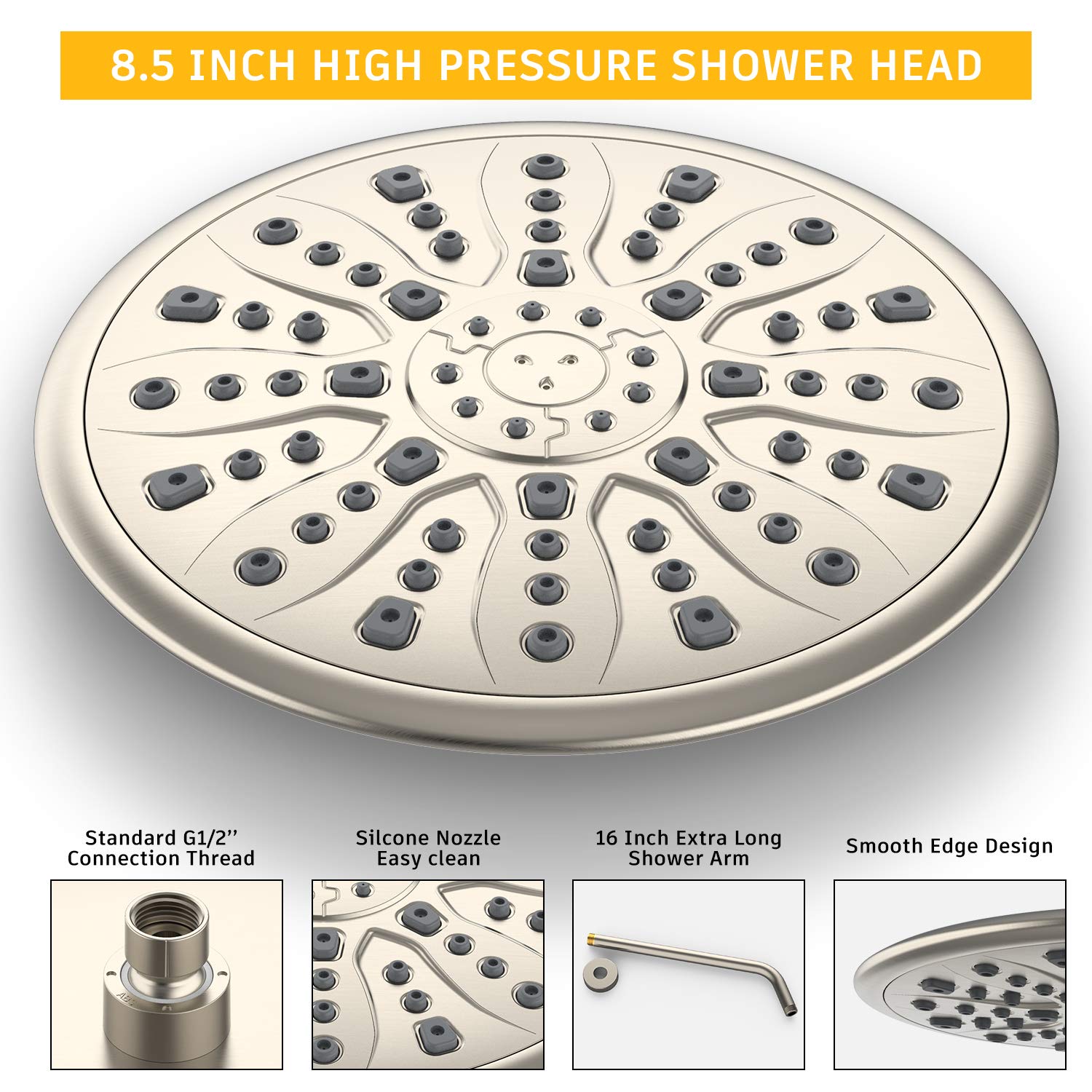 **SunCleanse 7-Setting Rainfall Shower System with Handheld Shower Head - Brushed Nickel Finish - Includes Rough-in Valve & Trim Kit - Perfect for Modern Bathroom & Spa-Like Experience**