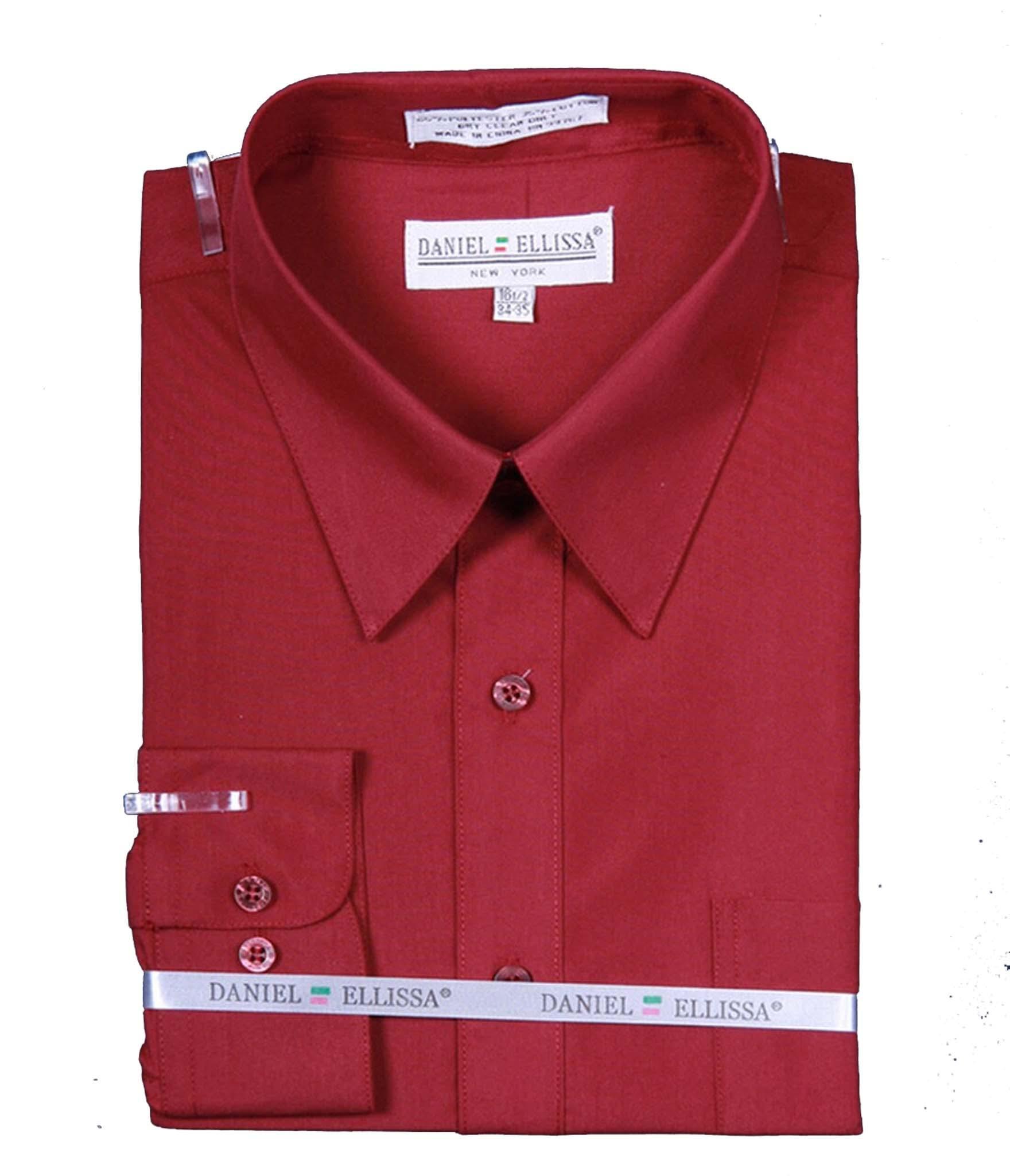 Premium Men's Dress Shirt with Convertible Cuff - Classic Burgundy Color for Business, Office & Formal Occasions