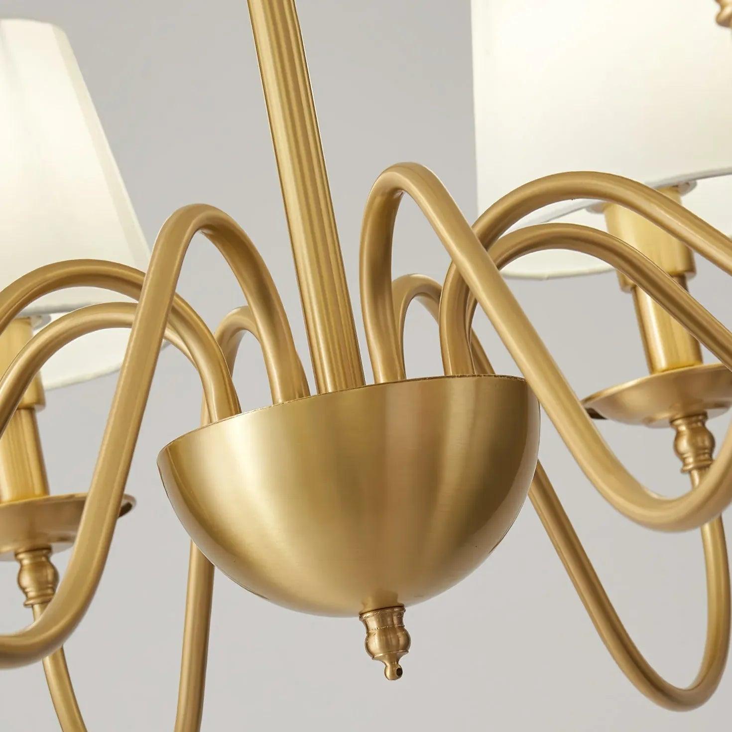 Vintage Gold Chandelier with Multi-Light White Shades - Elegant Ceiling Lighting for Dining Room, Bedroom, or Living Room
