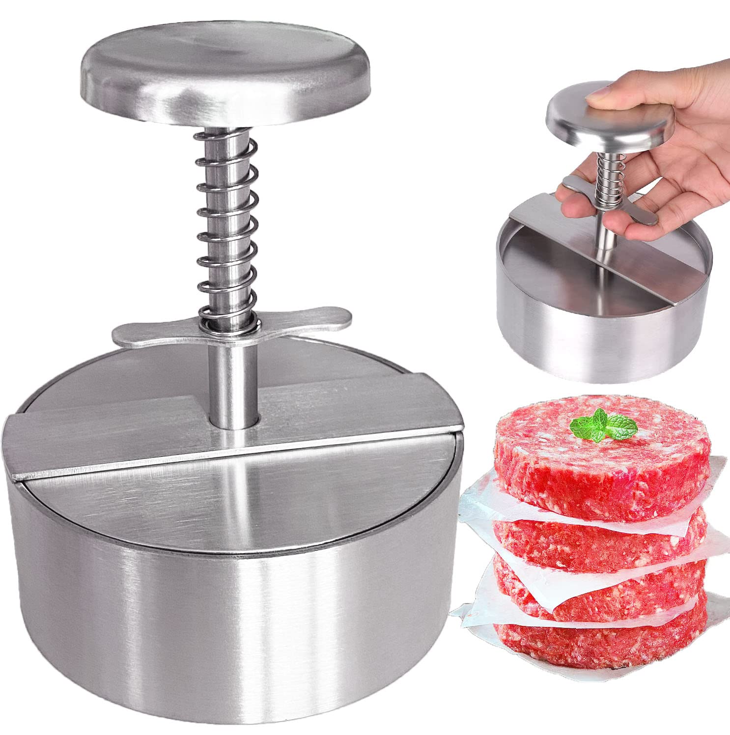 Stainless Steel Burger Press - Hamburger Patty Maker for Grill & Griddle | Perfect for BBQ, Picnics & Home Cooking