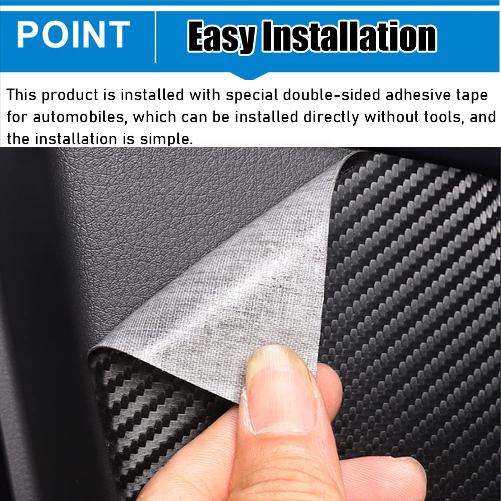 Carbon Fiber Leather Door Anti-Kick Pad Stickers - 4-Piece Set for Toyota Venza (2021-2022) - Interior Car Door Edge Protector Film - Prevent Scratches & Dents - Perfect for Family Cars, Daily Commuting and Road Trips
