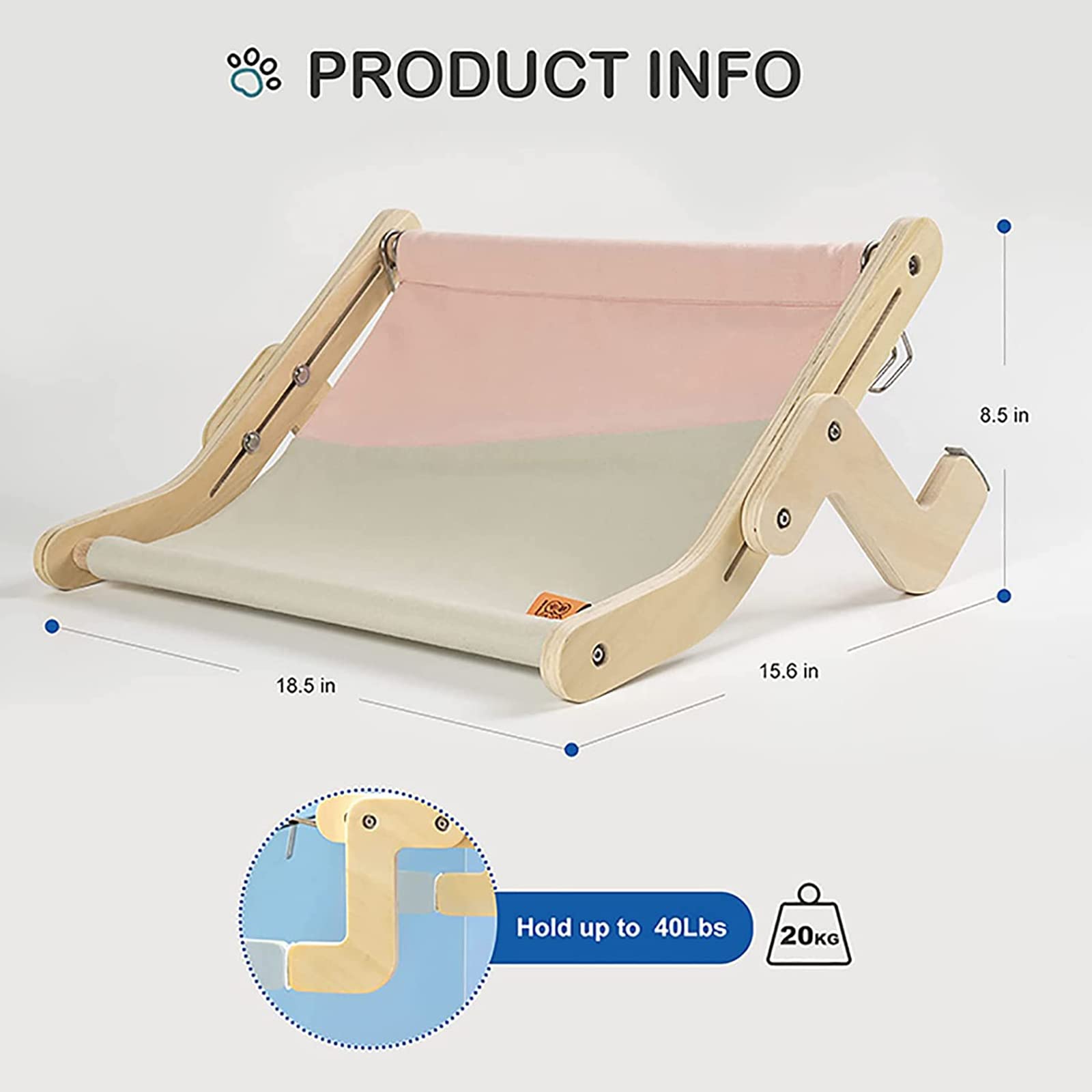 Premium Cat Window Perch - Sturdy Cat Bed Hammock & Window Seat for Indoor Cats - No Drilling Space-Saving Cat Shelf Holds 40 lbs - Perfect for Sunny Naps & Bird Watching