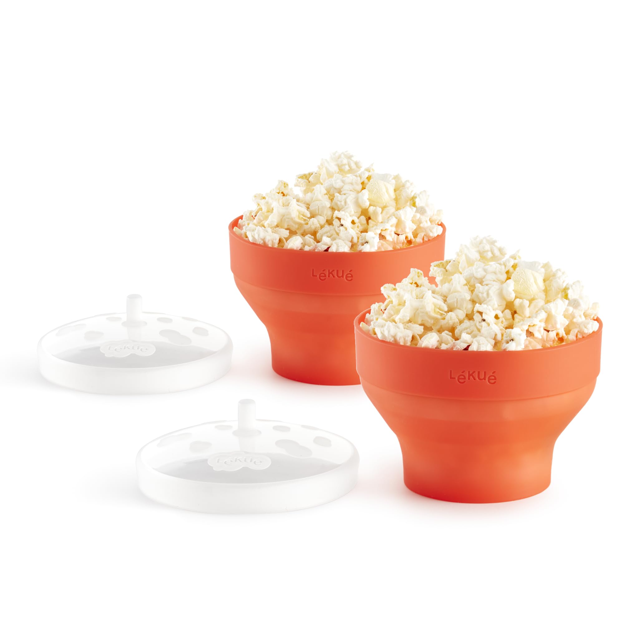 Lékué Mini Microwave Popcorn Maker - 2 Piece Set, Red - Perfect for Movie Nights & Healthy Snacking at Home