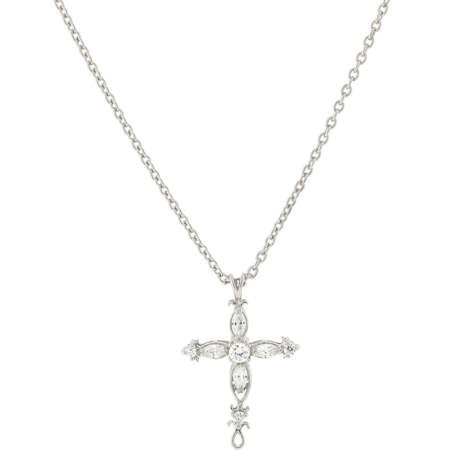 1928 Jewelry Classic Cubic Zirconia Cross Pendant Necklace - 16