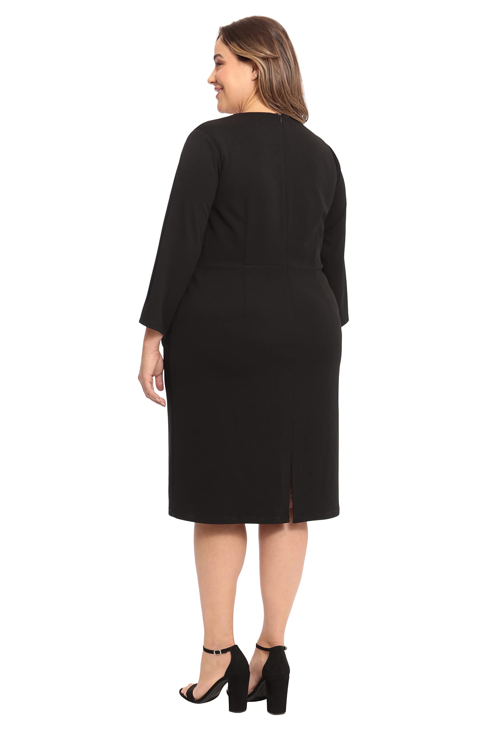 Maggy London Women's Plus Size Notched V-Neck Sheath Dress for Office, Work & Special Events | Elegant Formal Wear for Weddings, Parties & Business Meetings