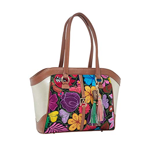 Genuine Leather Tote Bag for Women - Handcrafted Mayan Style Purse for Work & Travel