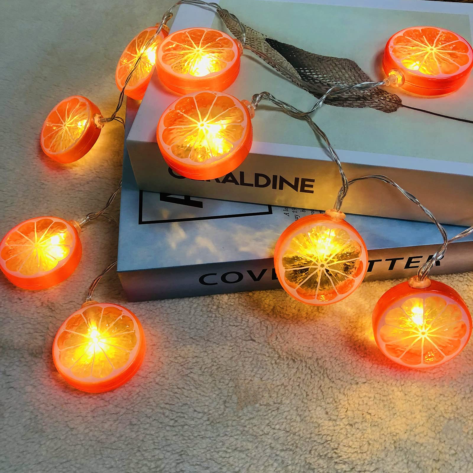 Orange Lemon Fairy String Lights - 20 LED Battery Operated Warm Twinkle Lights for Kitchen, Party, Wedding, Festival & Home Decor - 9.8ft Hanging Decorative Lights - Perfect for Bedroom, Garden, Patio and Outdoor Decorations