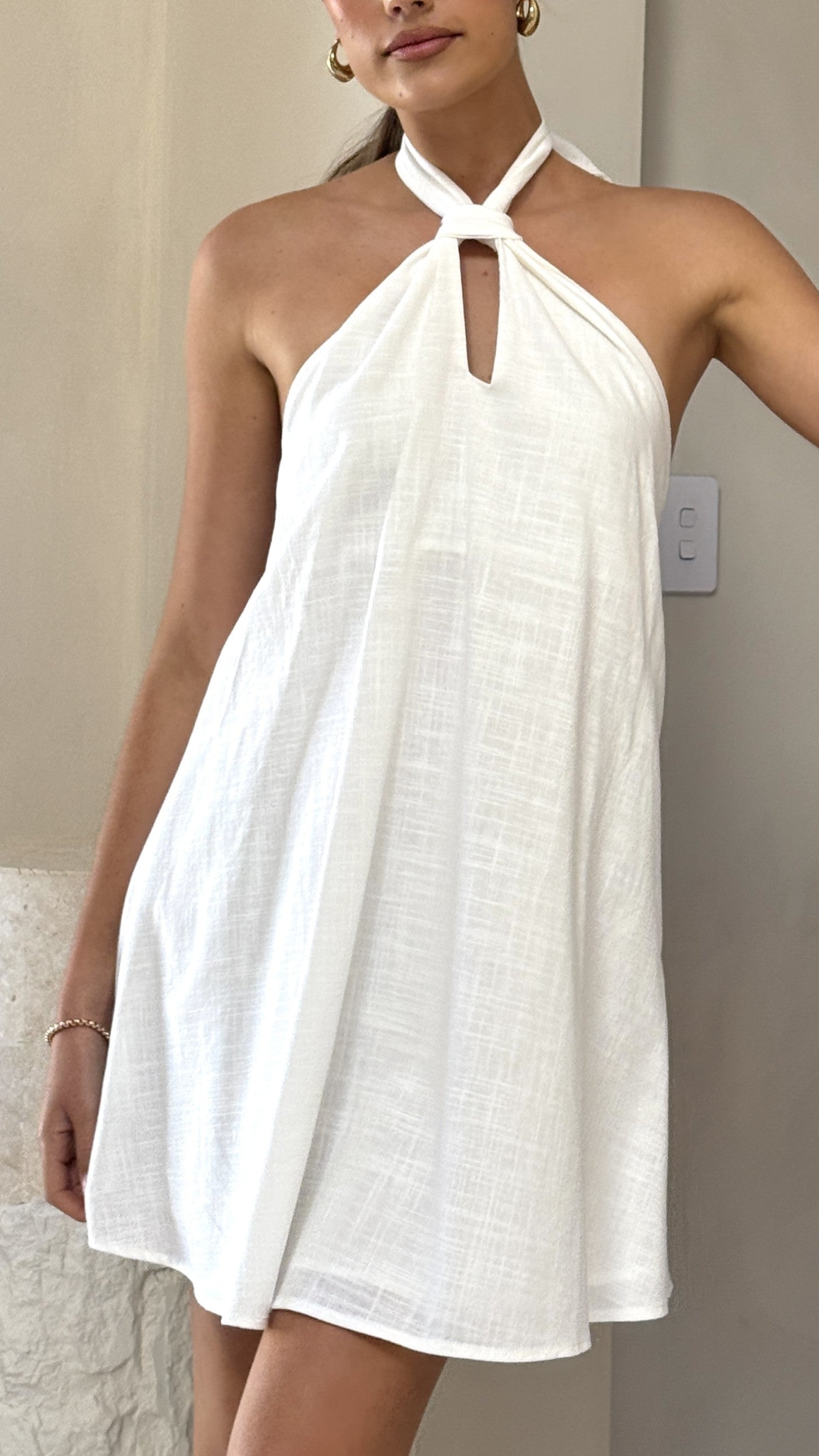 Elegant Maja Mini Dress in White - Perfect for Summer Parties, Beach Vacations & Casual Outings