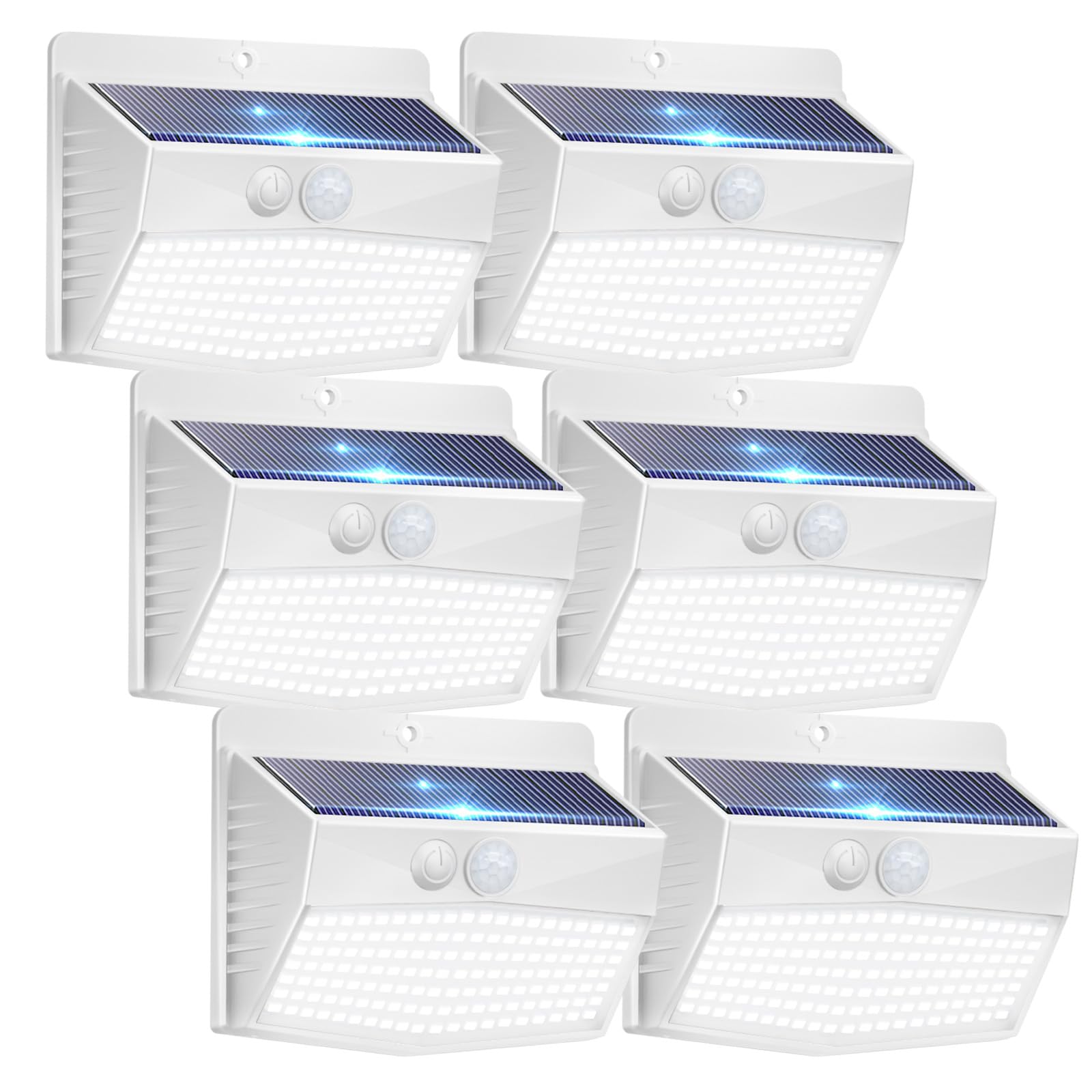 138 LED Solar Security Lights Outdoor [6 Pack] - Motion Sensor, 3 Lighting Modes, Waterproof Solar Wall Lights for Garden, Fence, Yard, Deck - Ideal for Home Security & Landscape Lighting (White)