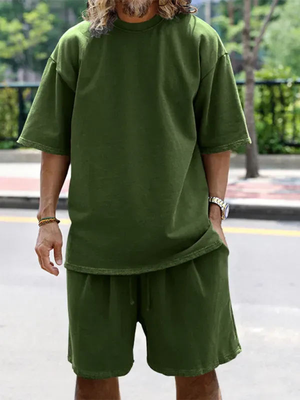 Comfortable Casual Solid Color Shorts Two-Piece Set - Perfect for Summer Outings, Beach Trips, and Lounge Wear