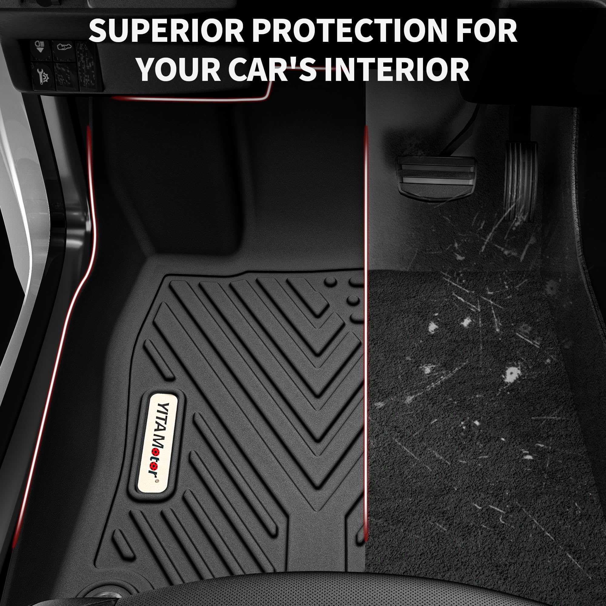 YITAMOTOR Custom Fit All Weather Floor Mats for 2021-2023 Ford Bronco Sport - Waterproof Black 2 Row Car Floor Liners | Perfect for Off-Roading, Daily Commute & All-Season Protection
