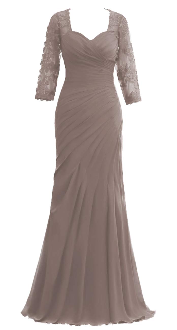 Elegant Long Sleeve Mother of The Bride Dresses - Formal Chiffon Evening Gowns for Wedding Guest - Perfect for Church Ceremonies, Receptions & Special Occasions