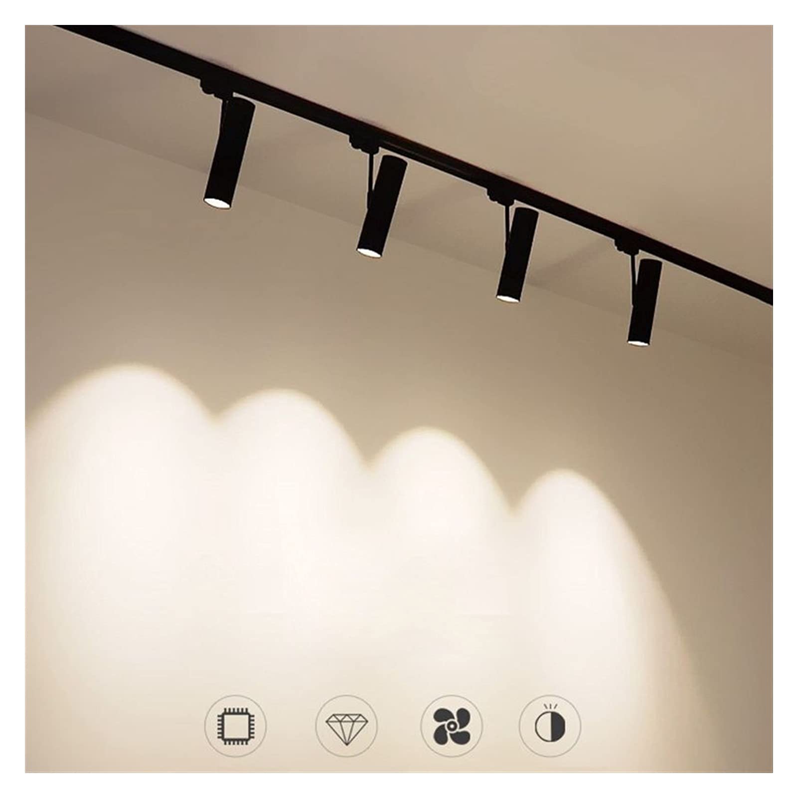 Modern Nordic LED Track Spotlight - Adjustable Black Rail Light for Home, Gallery & Retail Display - Natural White Light for Wall Accent & Exhibition Lighting