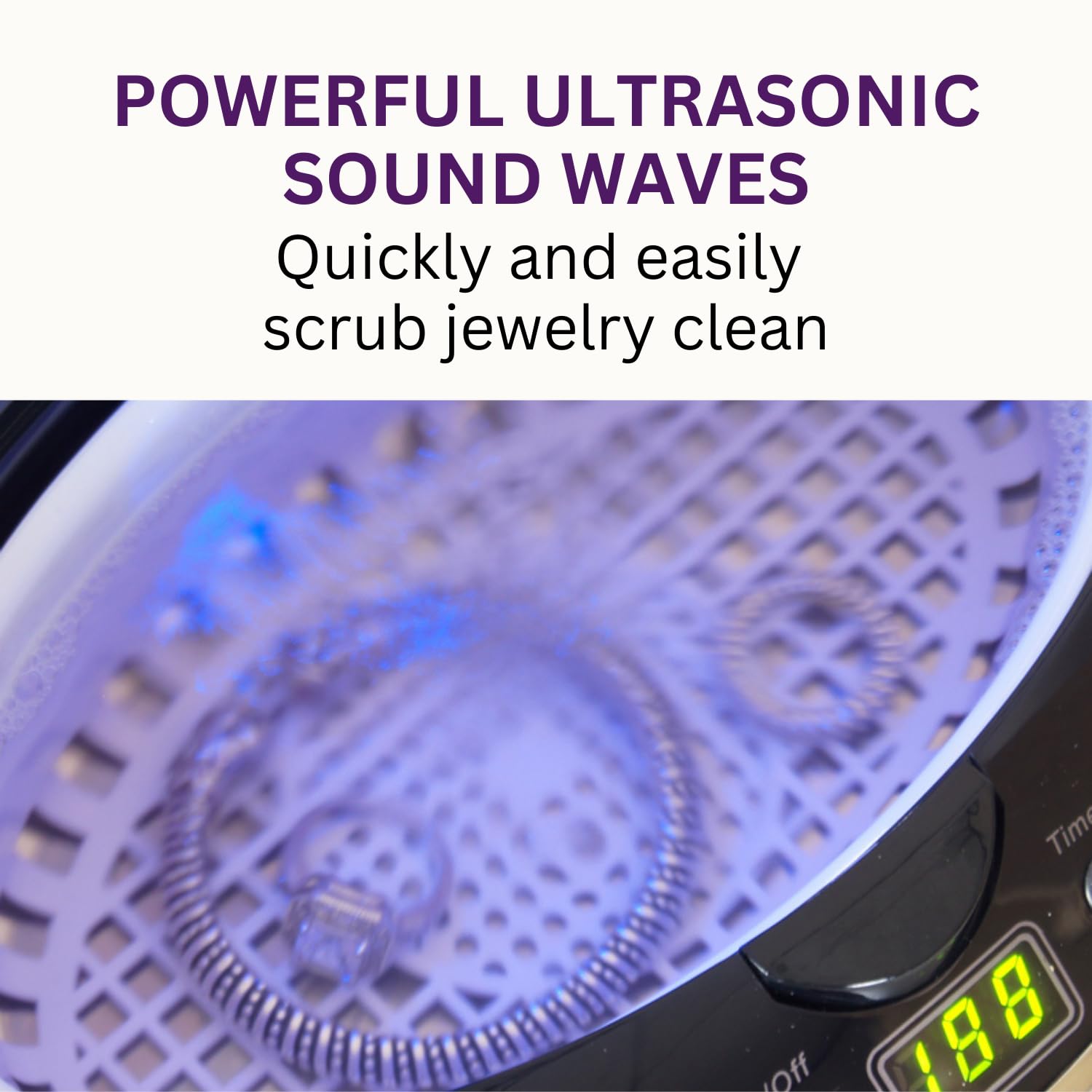 GemOro Sparkle Spa Pro Ultrasonic Jewelry Cleaner - 5 Programmable Timer Settings for Rings, Watches, Earrings & More | Digital Timer Professional Cleaning Machine (Slate Gray) | Perfect for Home Jewelry Care, Wedding Ring Maintenance & Watch Cleaning