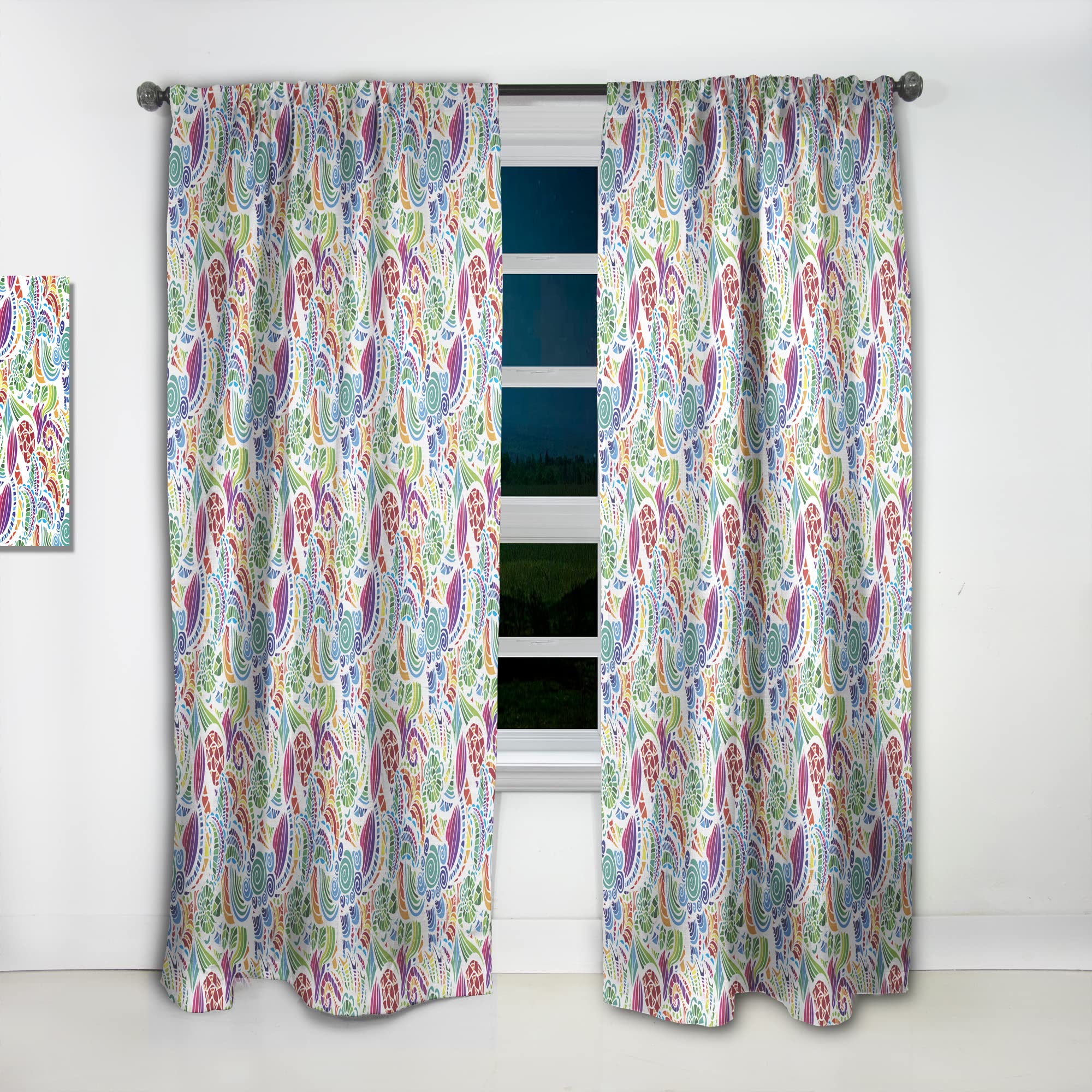 DesignQ Colorful Mosaic Pattern Thermal Insulated Curtains - Single Panel 52x90 Inches - Elegant Window Drapes for Bedroom & Living Room - Perfect for Light Control & Energy Efficiency