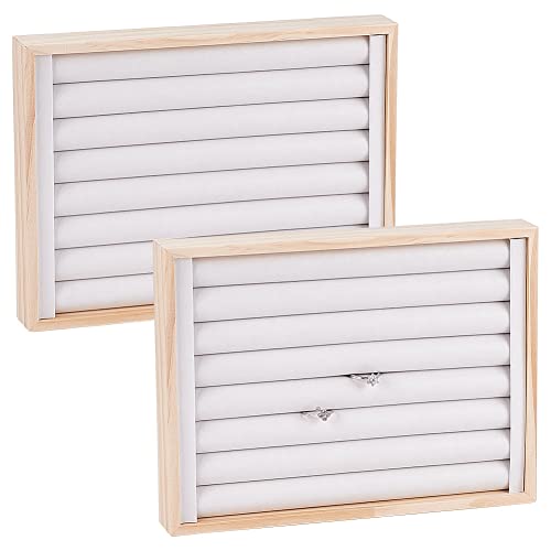 2 Pcs White PU Leather 7 Slots