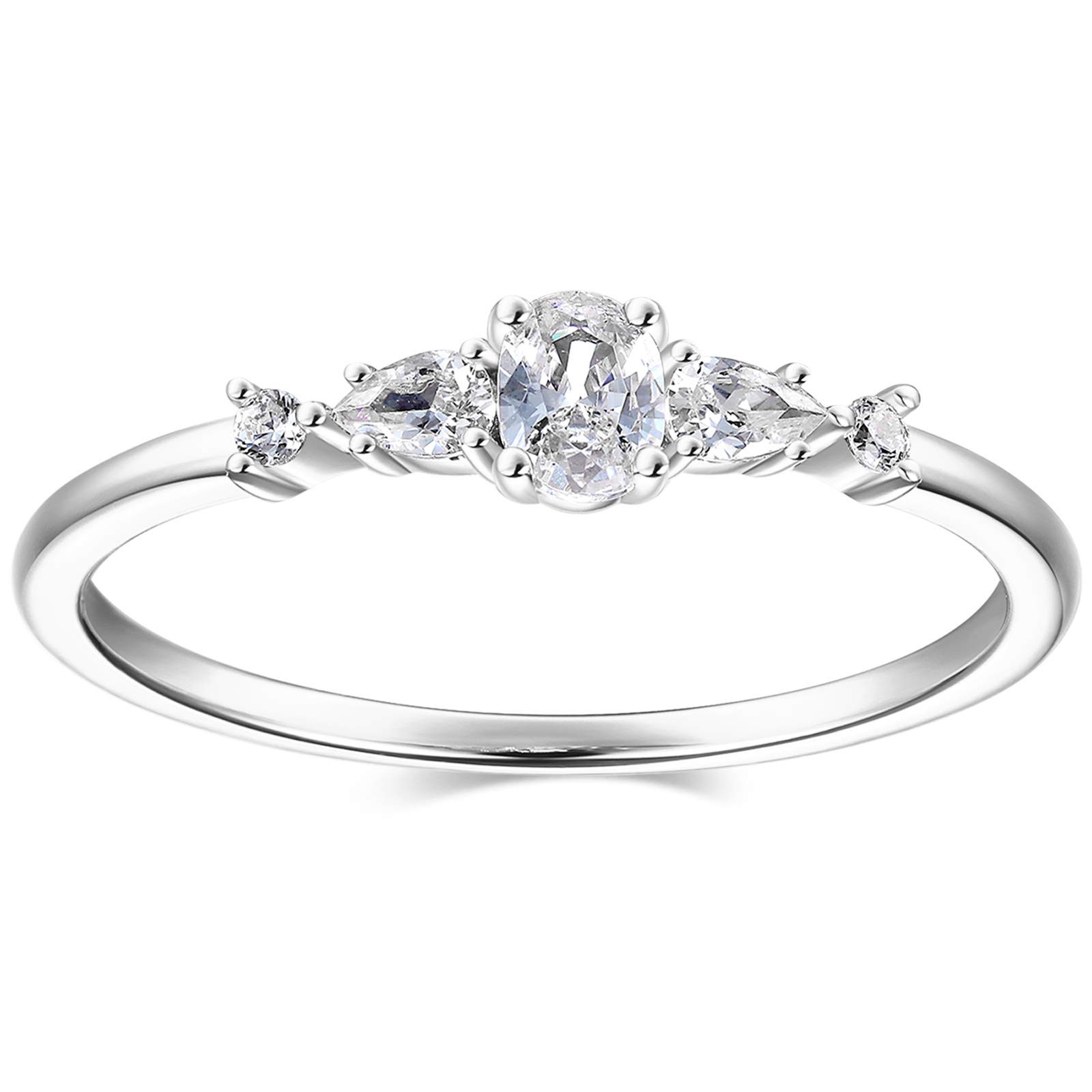 18K Gold Plated Sterling Silver Cluster Ring with Multi CZ Diamonds | Marquise & Round Cut Wedding Band | Delicate Stackable Eternity Ring for Women | Perfect for Bridal, Anniversary & Everyday Elegant Jewelry