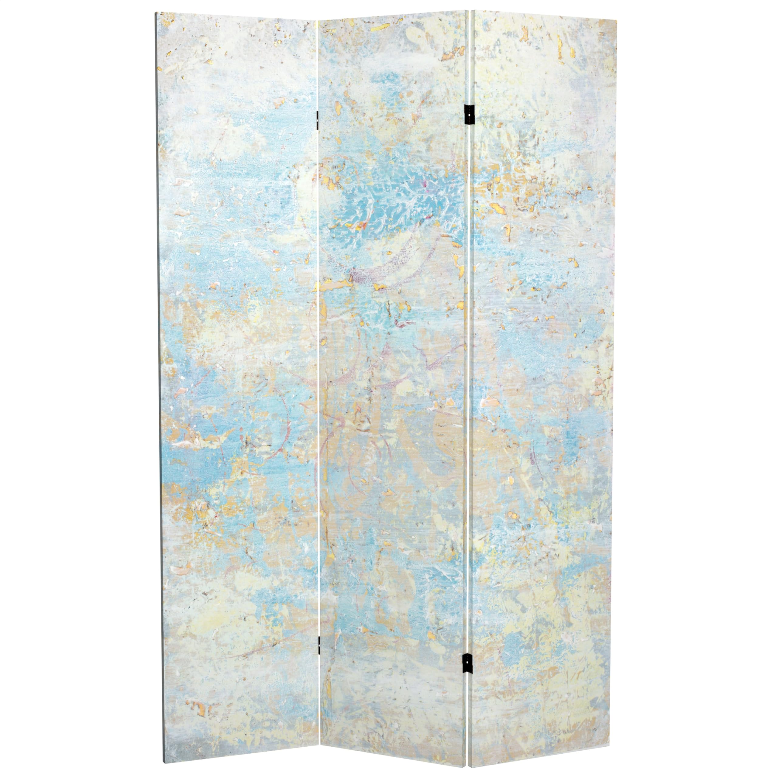 6 ft. Tall Red Lantern Double-Sided Canvas Room Divider - Sunlit Memories Celestia Collection | Freestanding Privacy Screen for Living Room, Bedroom & Office Decor