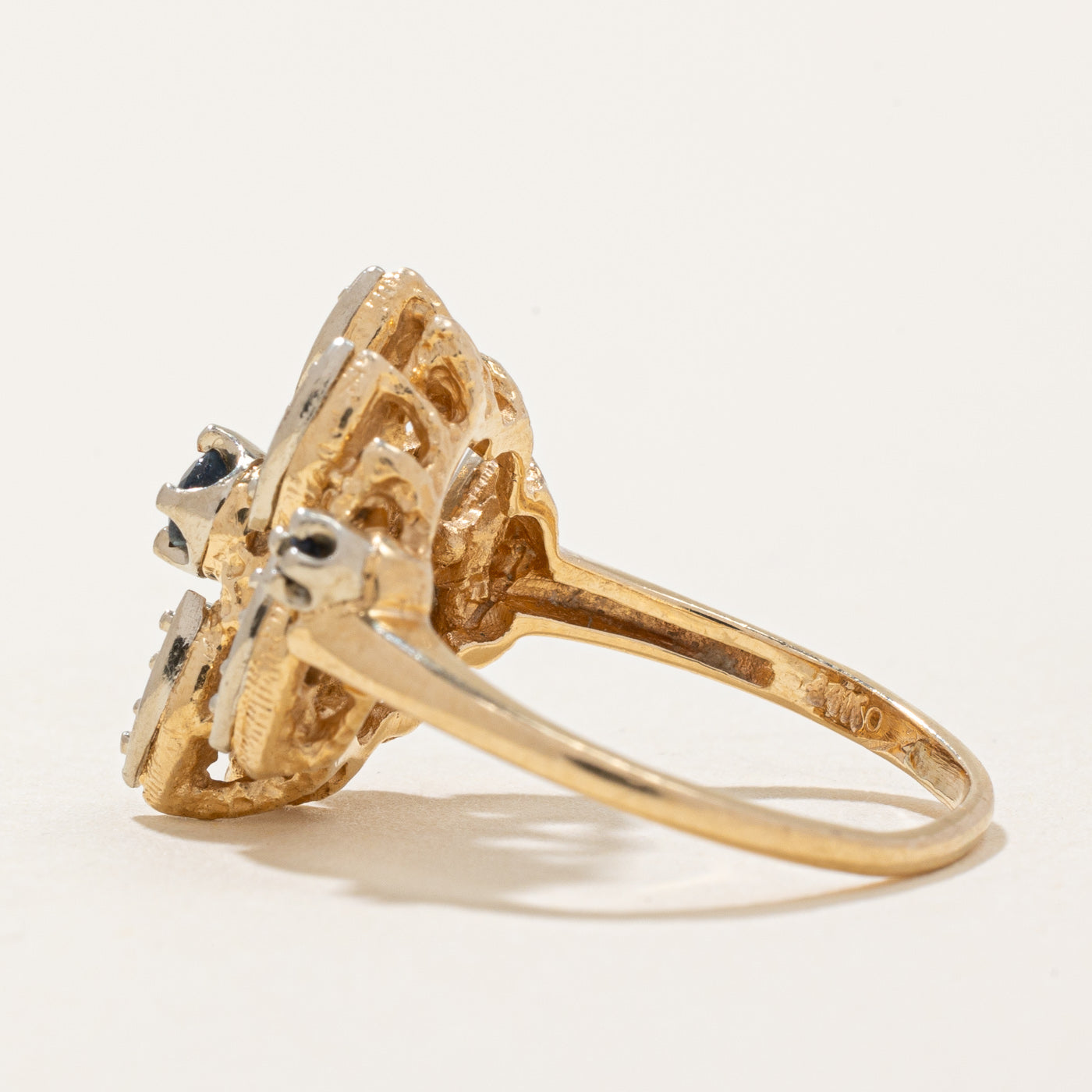 Elegant Sapphire & Diamond Abstract Cocktail Ring - 0.13ctw Gemstone & 0.03ctw Diamond - Size 5 - Perfect for Evening Parties, Weddings & Special Occasions