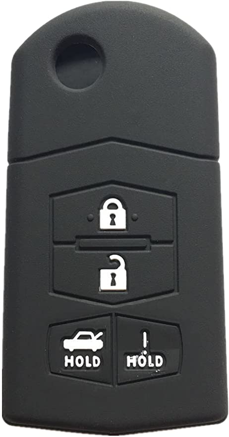 Premium Silicone Rubber Key Fob Cover for Mazda 3/5/6/CX-7/CX-9/RX-8/MX-5 Miata - 4-Button Remote Key Case Protector (Durable & Anti-Scratch) - Perfect for Daily Use, Car Protection & Key Organization