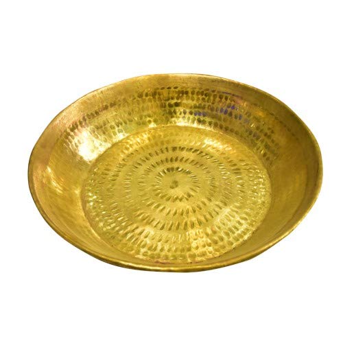 Indian Traditional Brass Parat Parant Pie Pan - 15 Inch Dough Maker, Mixer & Kneader for Roti, Chapati & Pastry - Perfect for Home Baking & Indian Cooking