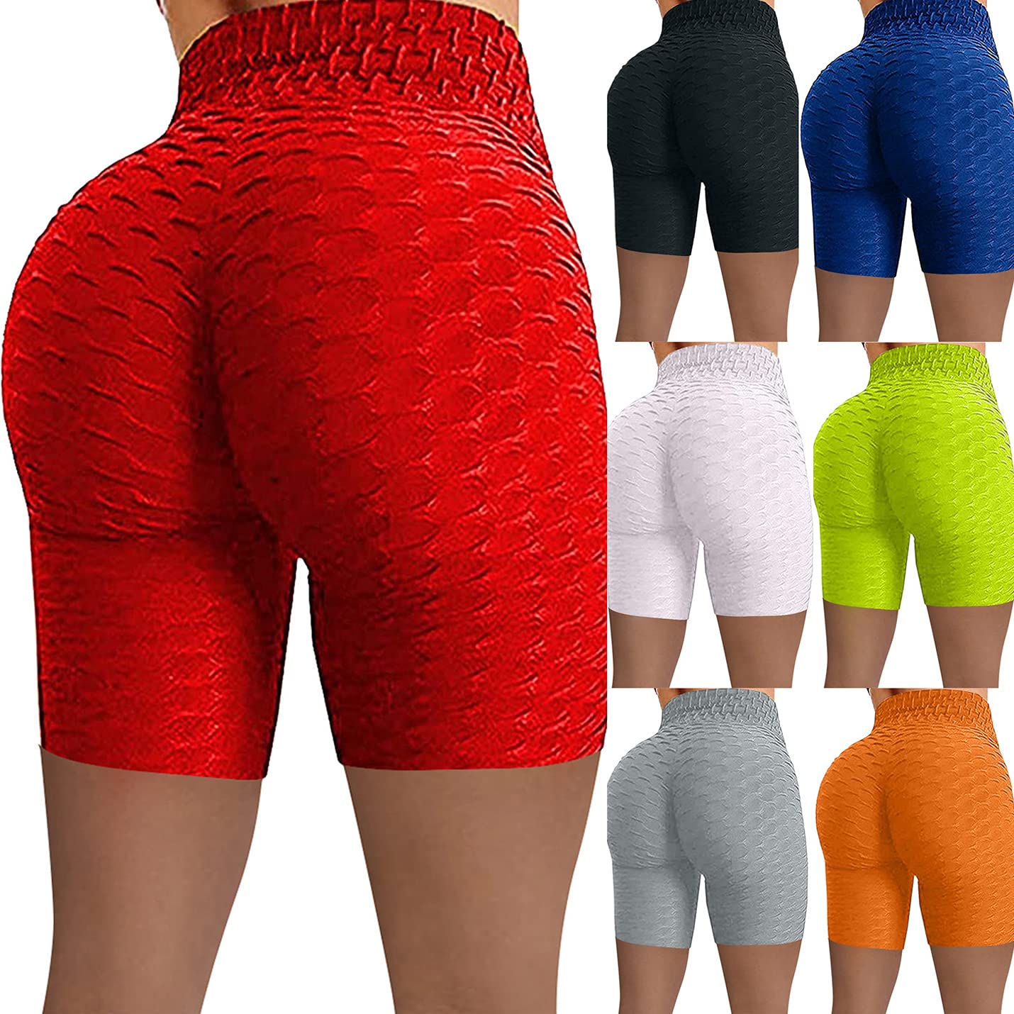 Flygo Women's High Waisted Scrunch Butt Lifting Yoga Shorts - Tummy Control Workout Running Leggings for Gym, TikTok Fashion & Lounge Wear