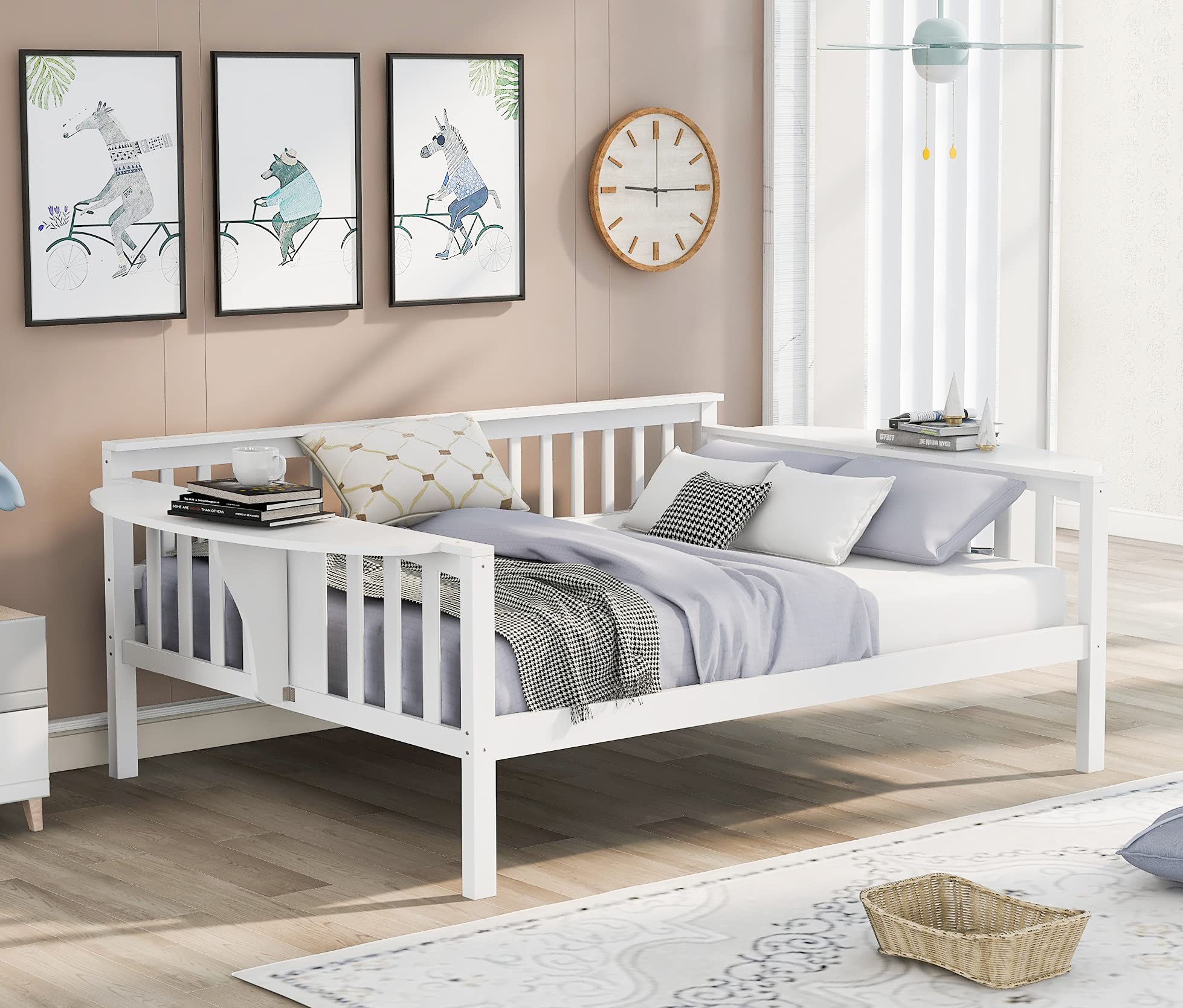 Solid Wood Daybed Frame - White Sofa Bed for Bedroom & Living Room - No Box Spring Needed - Perfect for Small Spaces & Guest Rooms