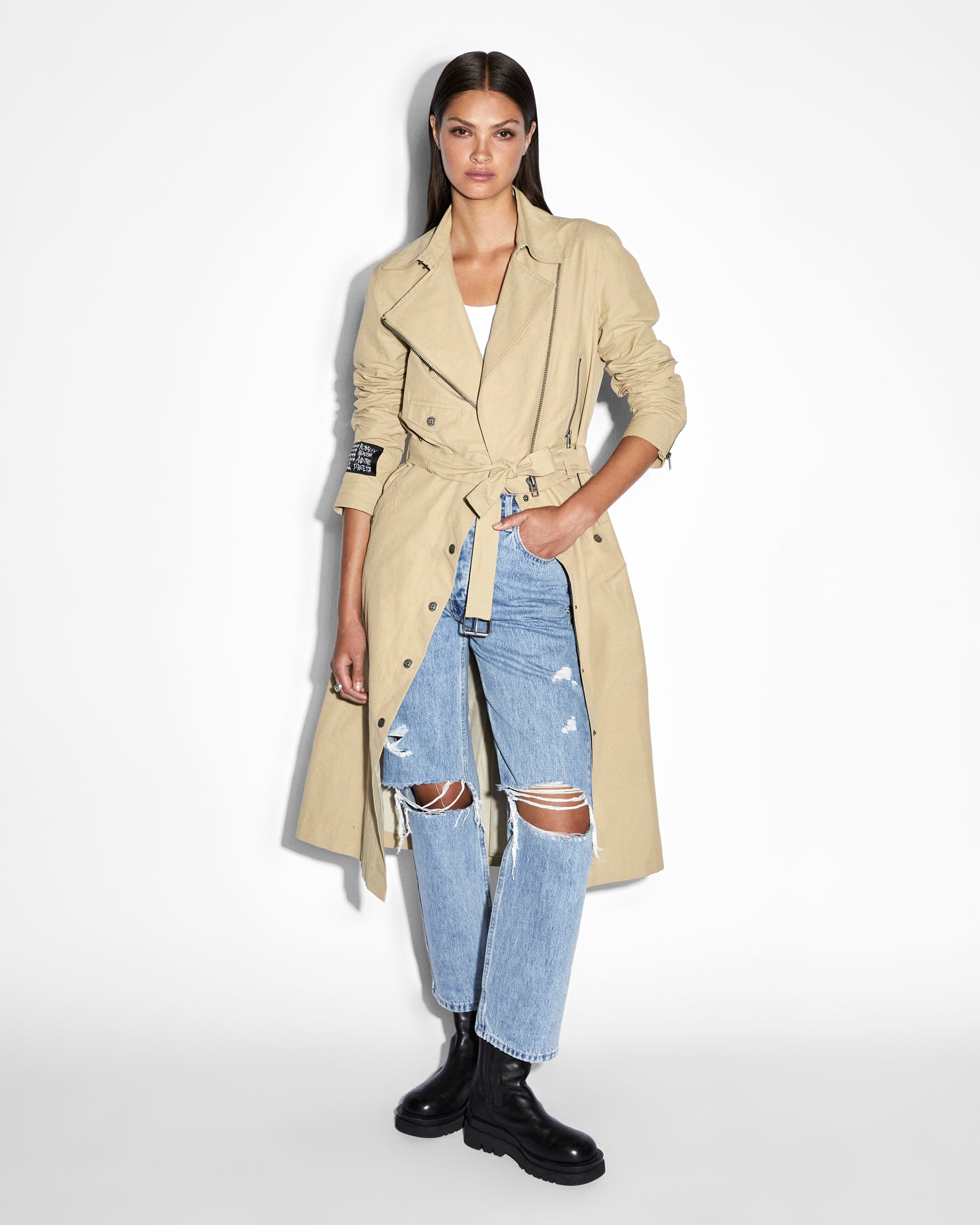 Incognito Biker Trench Coat in Khaki - Stylish Motorcycle Jacket for Urban Riding & Outdoor Adventures