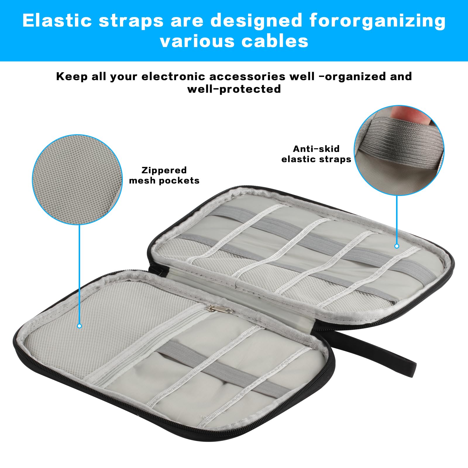Premium Travel Cable Organizer Bag - Waterproof Electronics Accessories Case for Chargers, USB Drives, SD Cards & Hard Disks | Compact Cord Management Solution for Business Trips, Vacations & Daily Commute