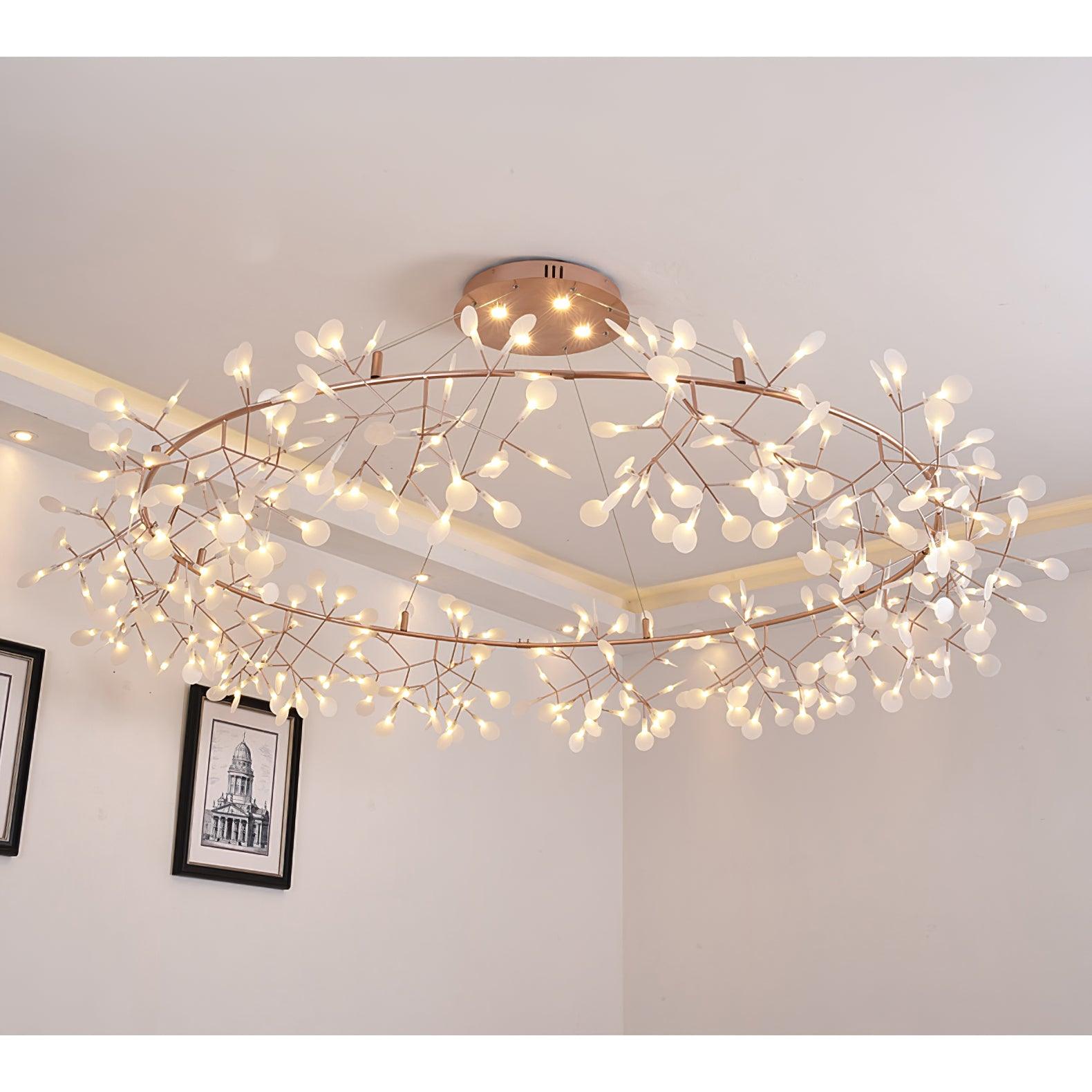 Big O Firefly LED Chandelier - Modern Crystal Ceiling Light Fixture for Dining Room, Living Room & Bedroom | Energy-Efficient Dimmable Lighting for Home Decor