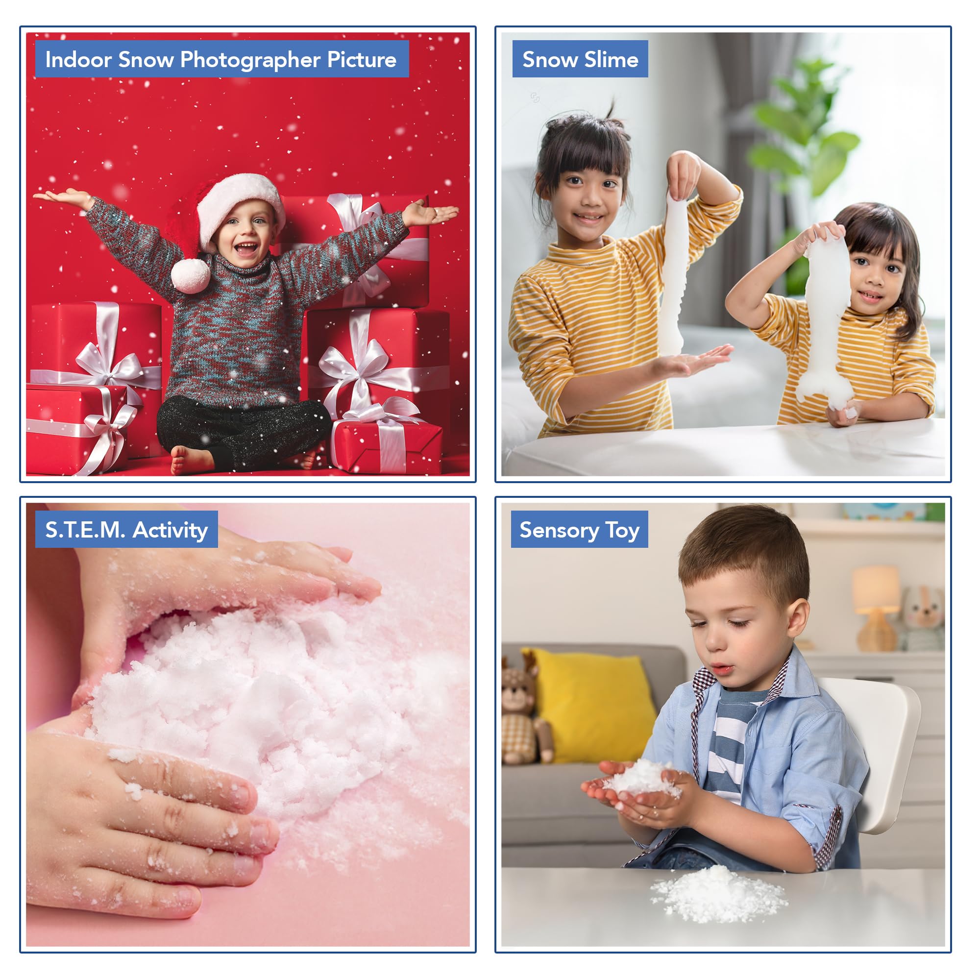 ArtCreativity Instant Snow Powder - 5 Oz Makes 4 Gallons of Fluffy Fake Snow - Safe Non-Toxic Artificial Snow Mix for Kids Science Experiments, Christmas Decorations & Winter Sensory Play - Perfect for DIY Slime, Holiday Crafts & Snow-Themed Party Activities