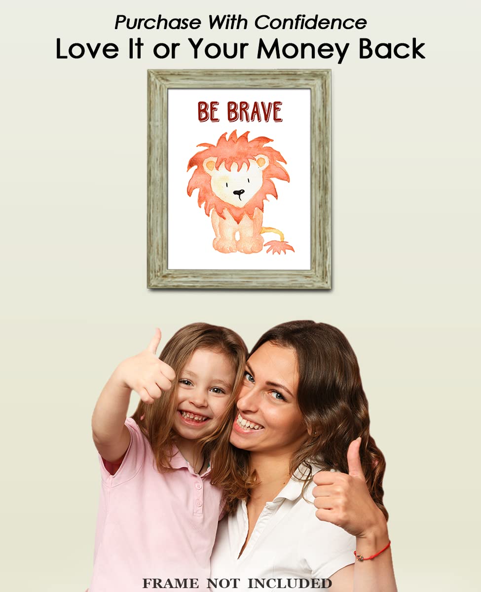 Brave Safari Lion Motivational Nursery Decor - Unframed 8x10
